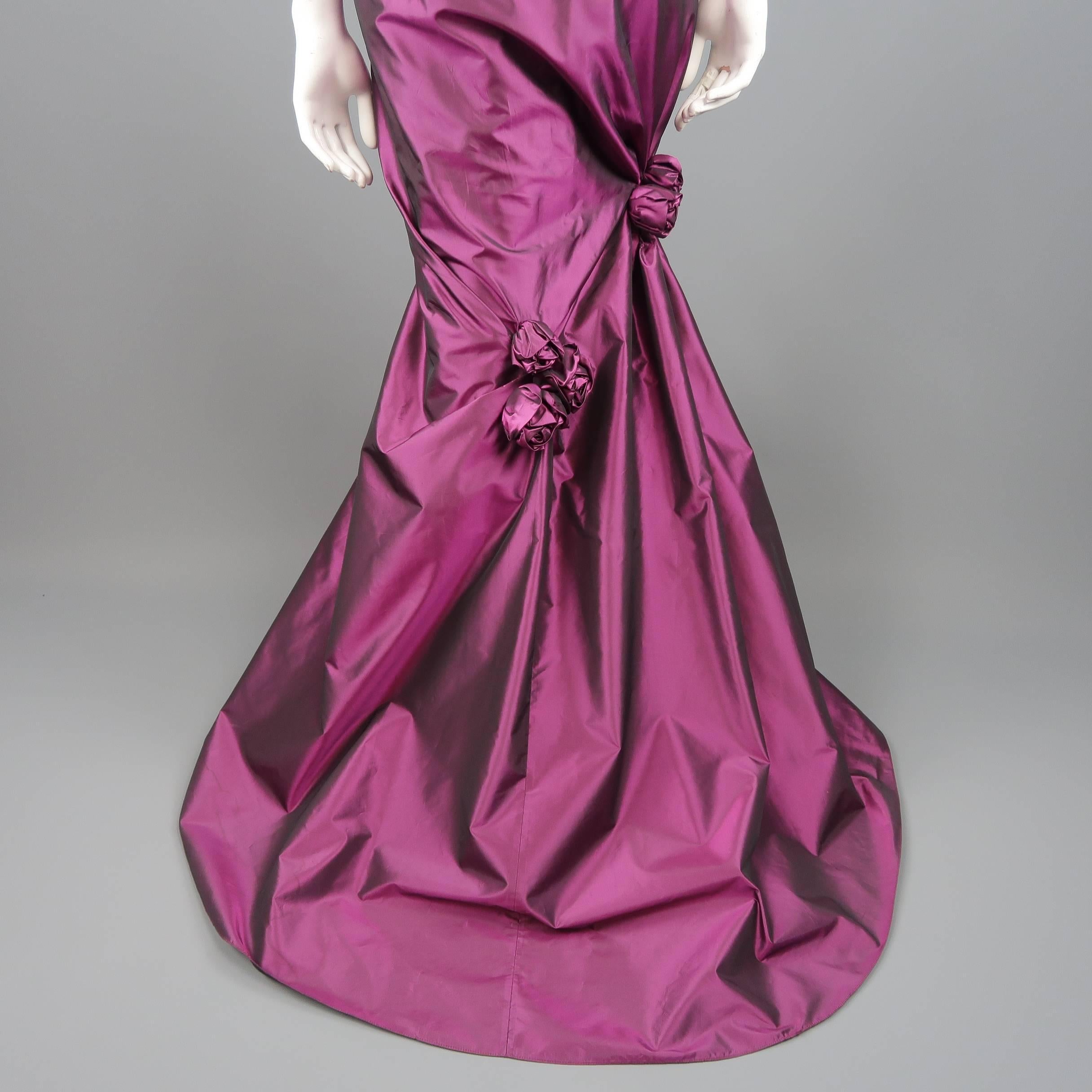 RICHARD TYLER Dress - Gown - Purple Silk Taffeta Gathered Rosette 4