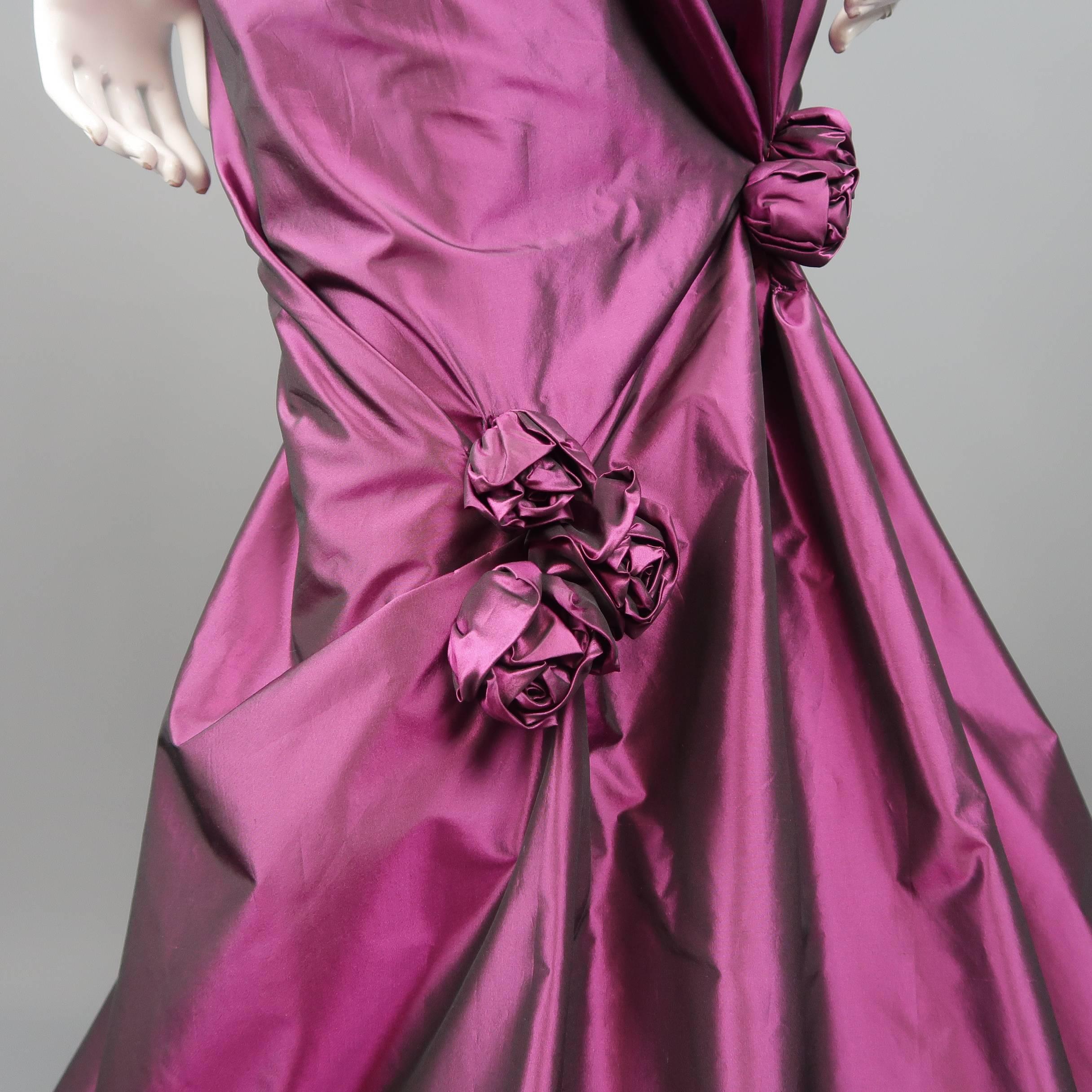 RICHARD TYLER Dress - Gown - Purple Silk Taffeta Gathered Rosette 5