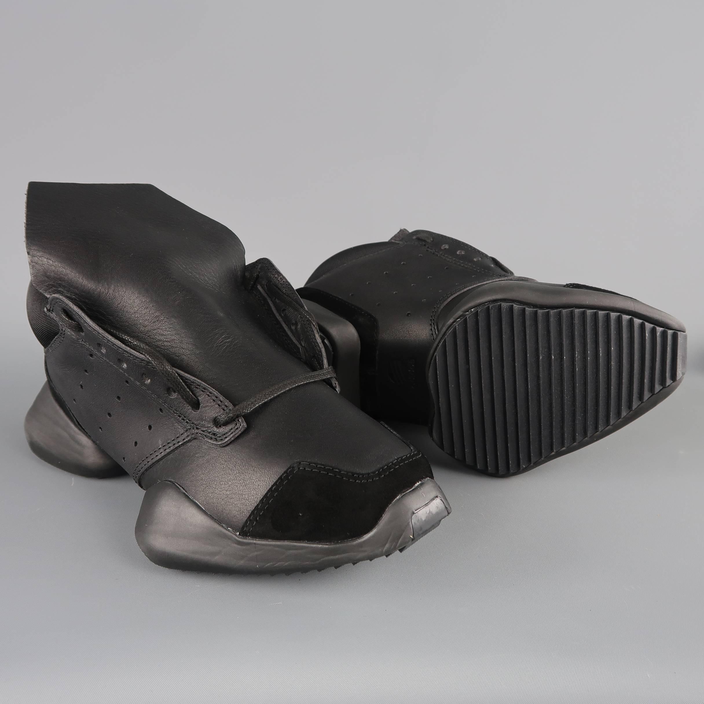 Rick Owens Adidas Women's Black Leather Runner Sneakers 1