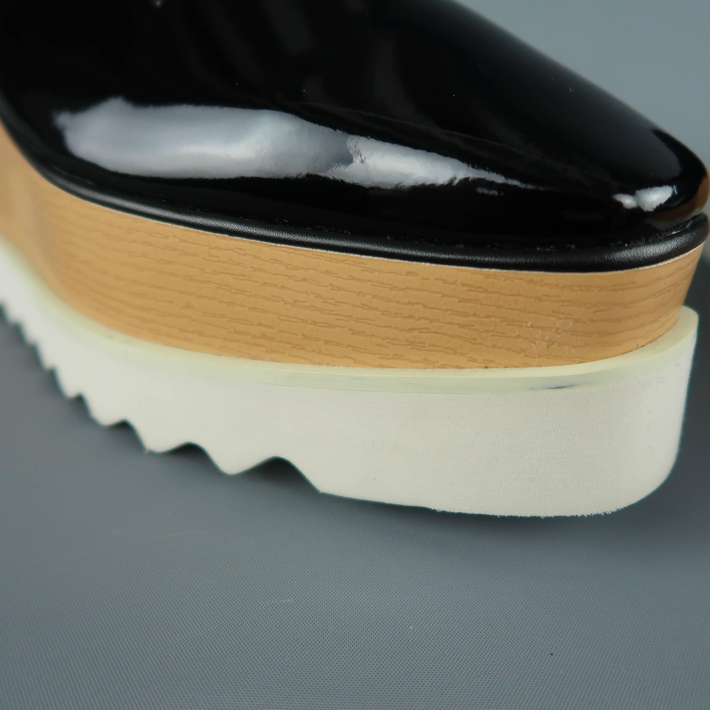 Women's Stella Mccartney Black Platform Faux Patent Leather Elyse Platform Shoes
