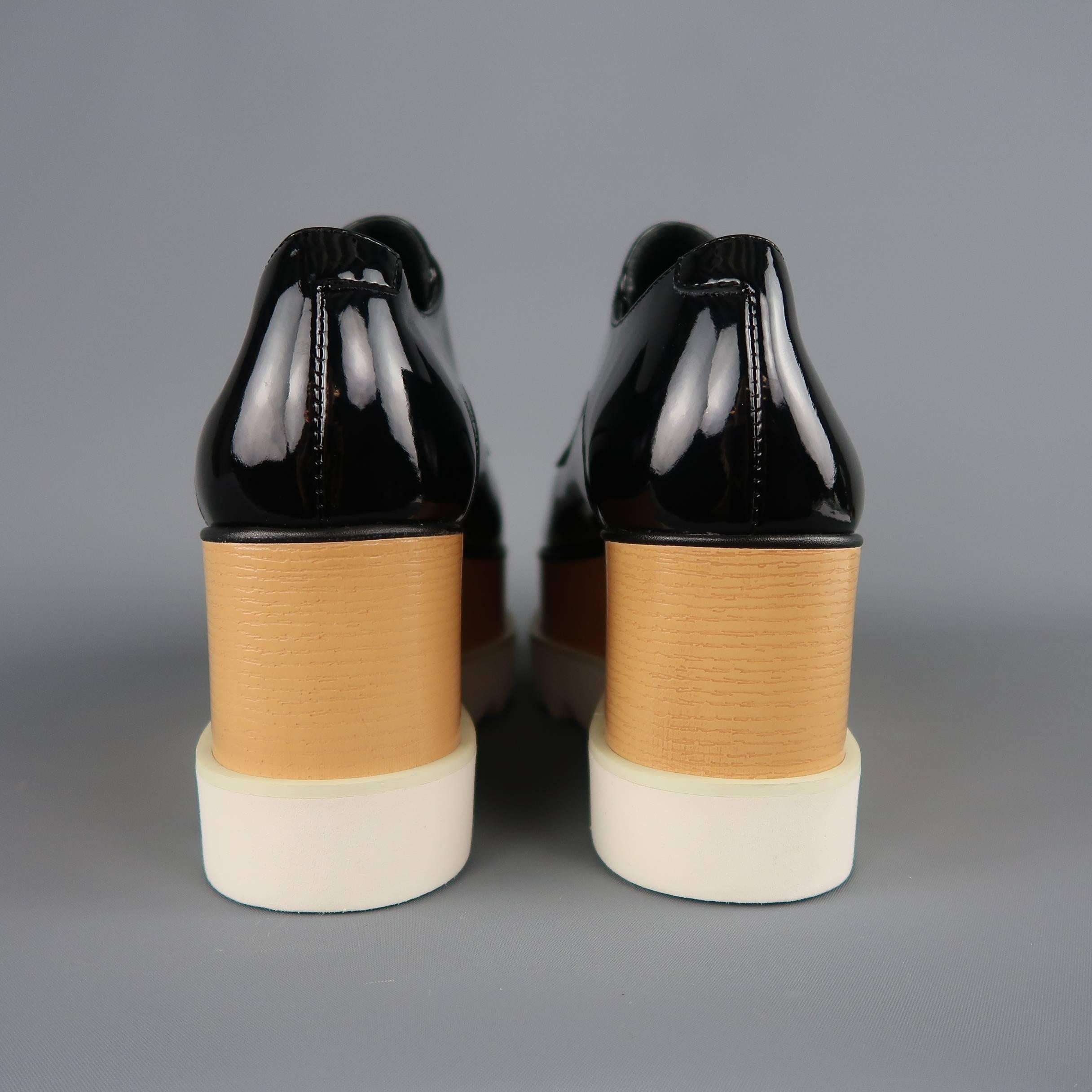 Stella Mccartney Black Platform Faux Patent Leather Elyse Platform Shoes 1