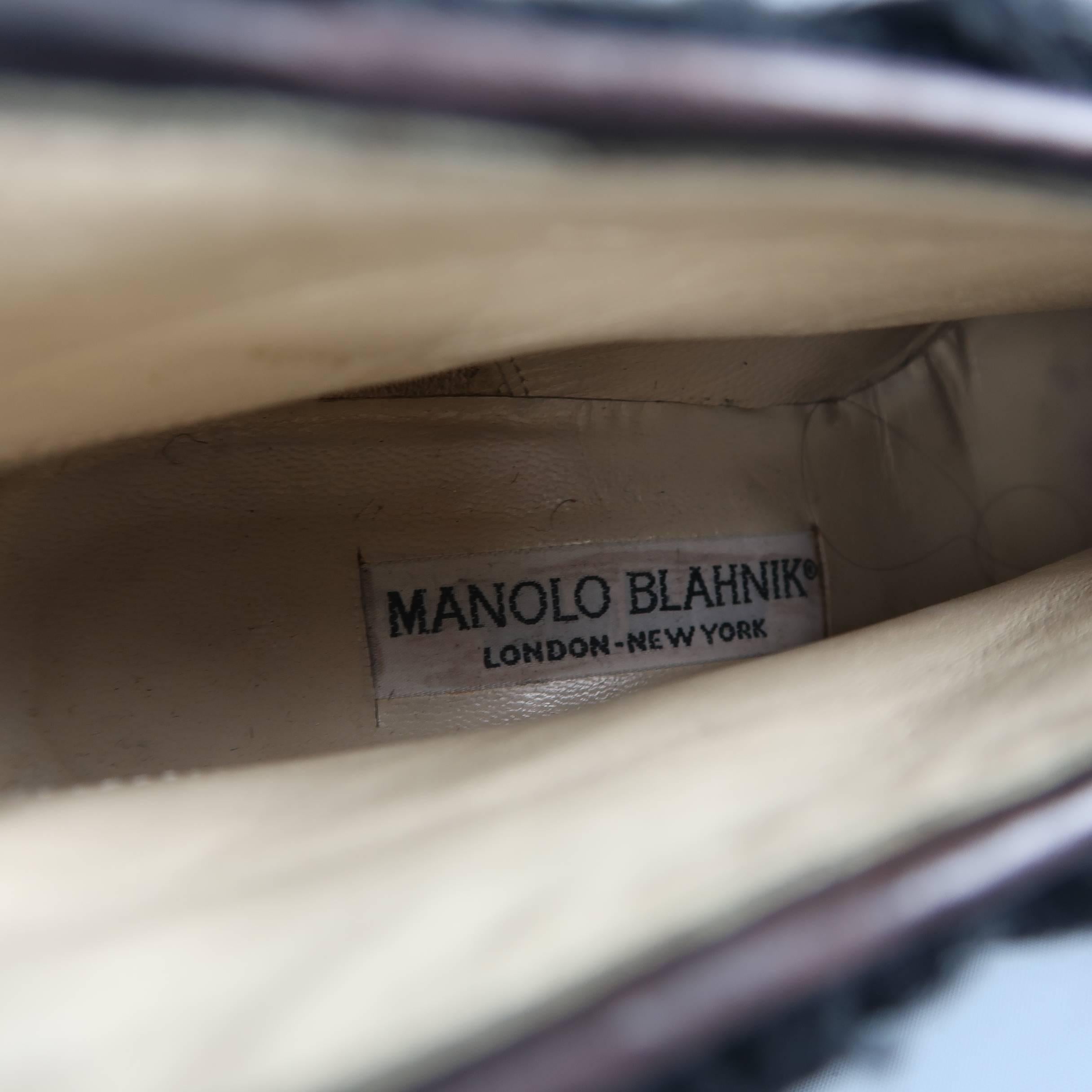 Manolo Blahnik Brown Suede and Lamb Tie Boots 2