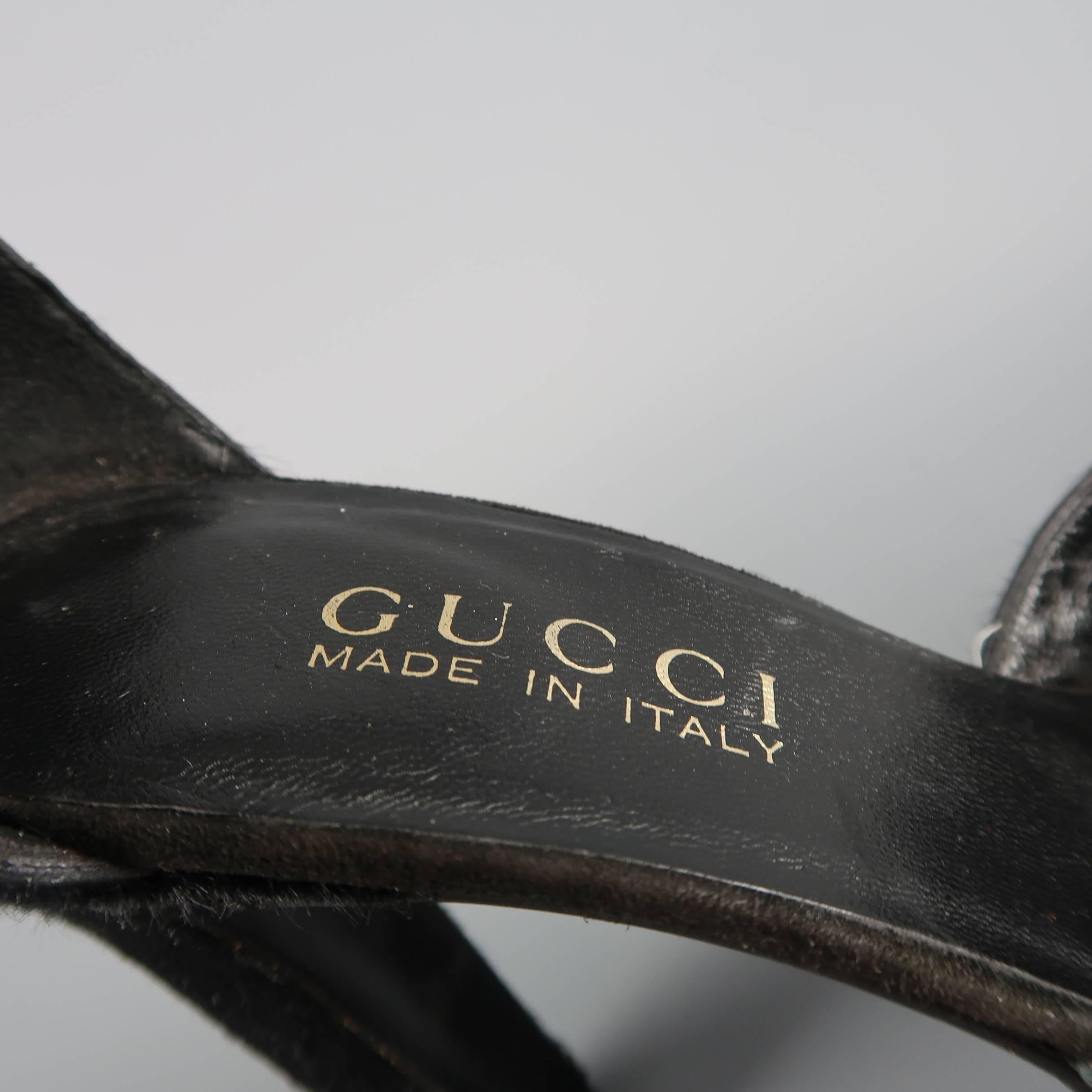 Gucci By Tom Ford Black Pony Hair Platform Ankle Strap Pumps In Good Condition In San Francisco, CA