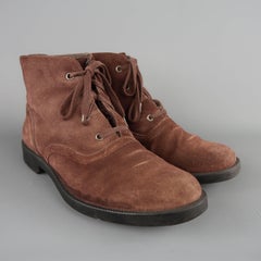 Bottega Veneta Men's Brown Suede Shearling Lined Ankle Boots