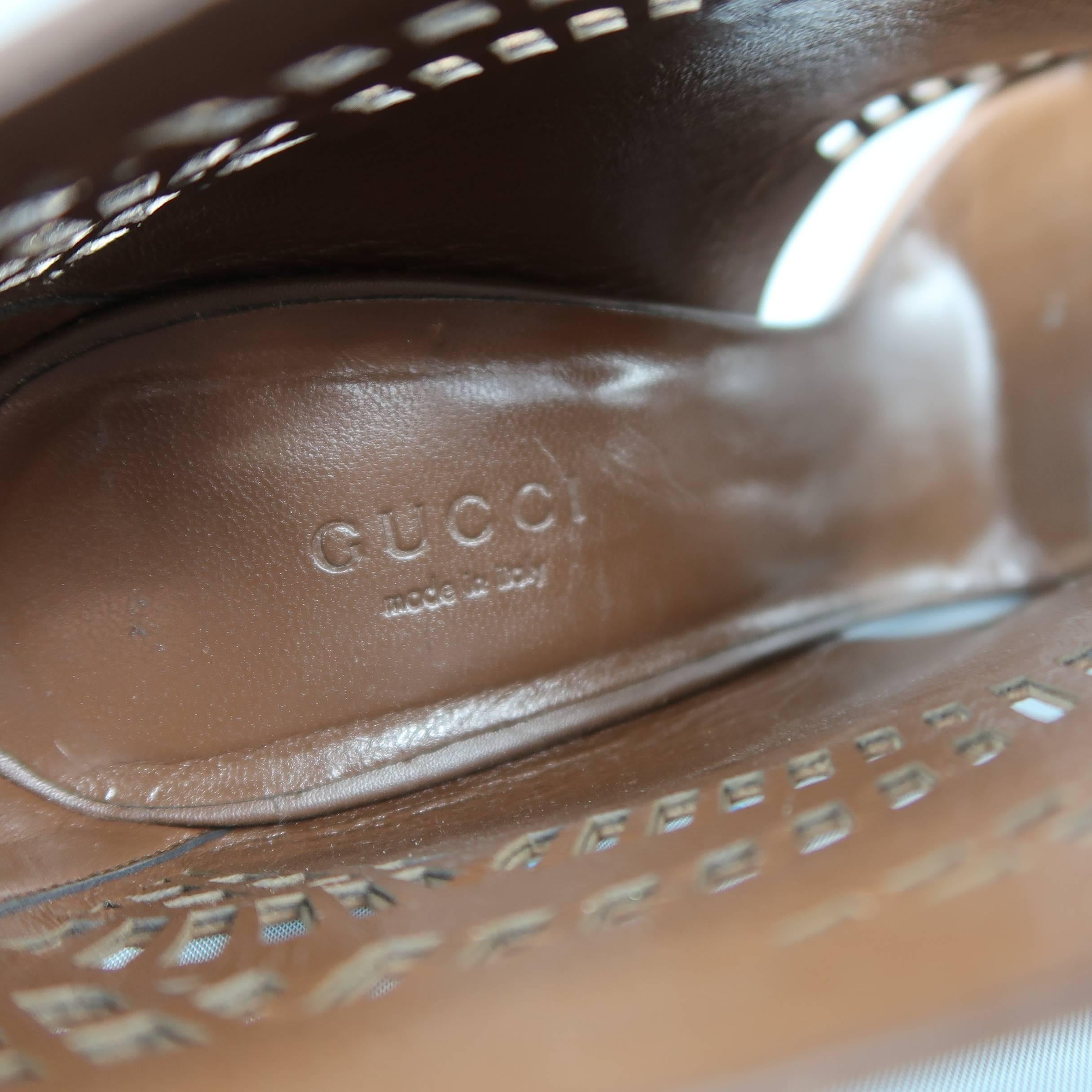 Gucci Tan Leather LIKA Stone Embellished Peep Toe Sandals 3