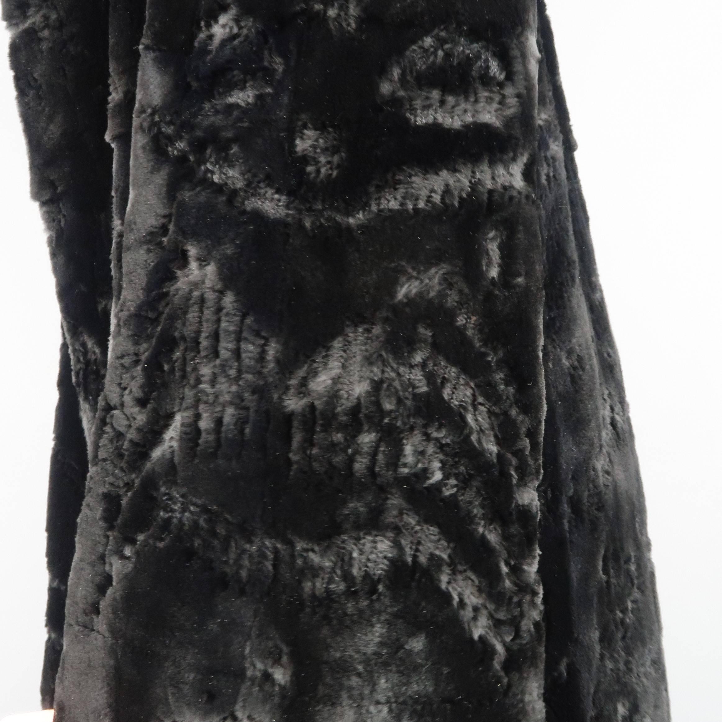 Oscar De La Renta Print Silk and Embroidered Mink Fur Opera Evening Ikat Coat  6