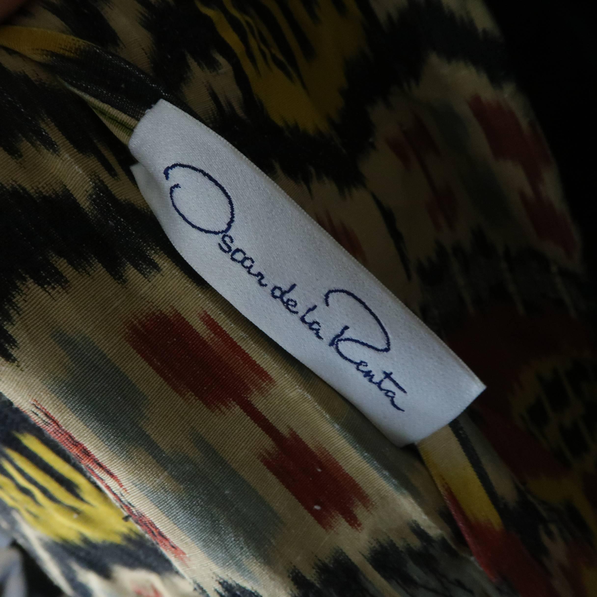 Oscar De La Renta Print Silk and Embroidered Mink Fur Opera Evening Ikat Coat  8