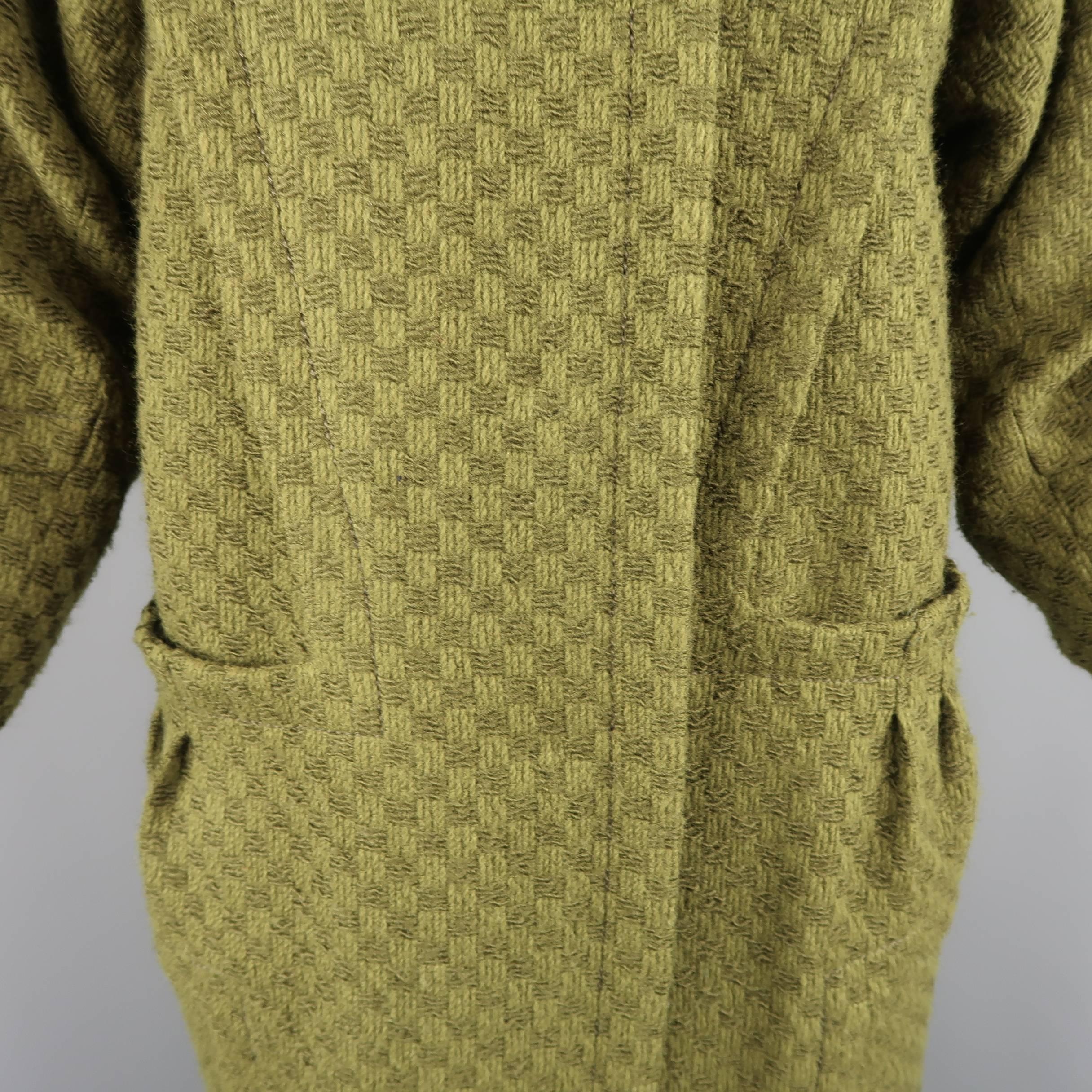 Brown Louis Vuitton Green Damier Wool Tweed Bow Collar Coat
