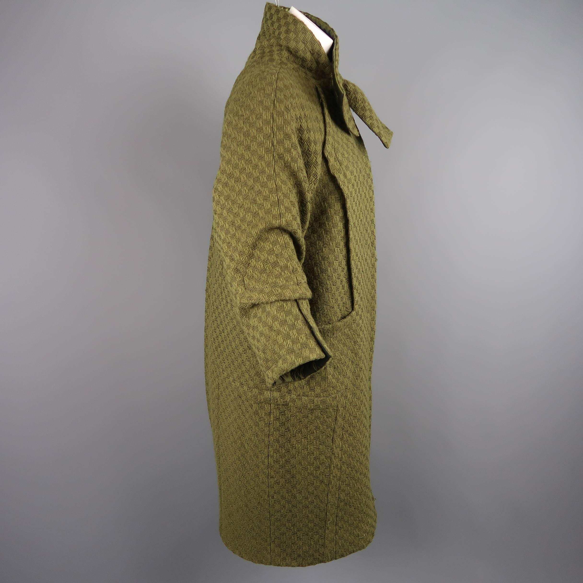 Louis Vuitton Green Damier Wool Tweed Bow Collar Coat 1