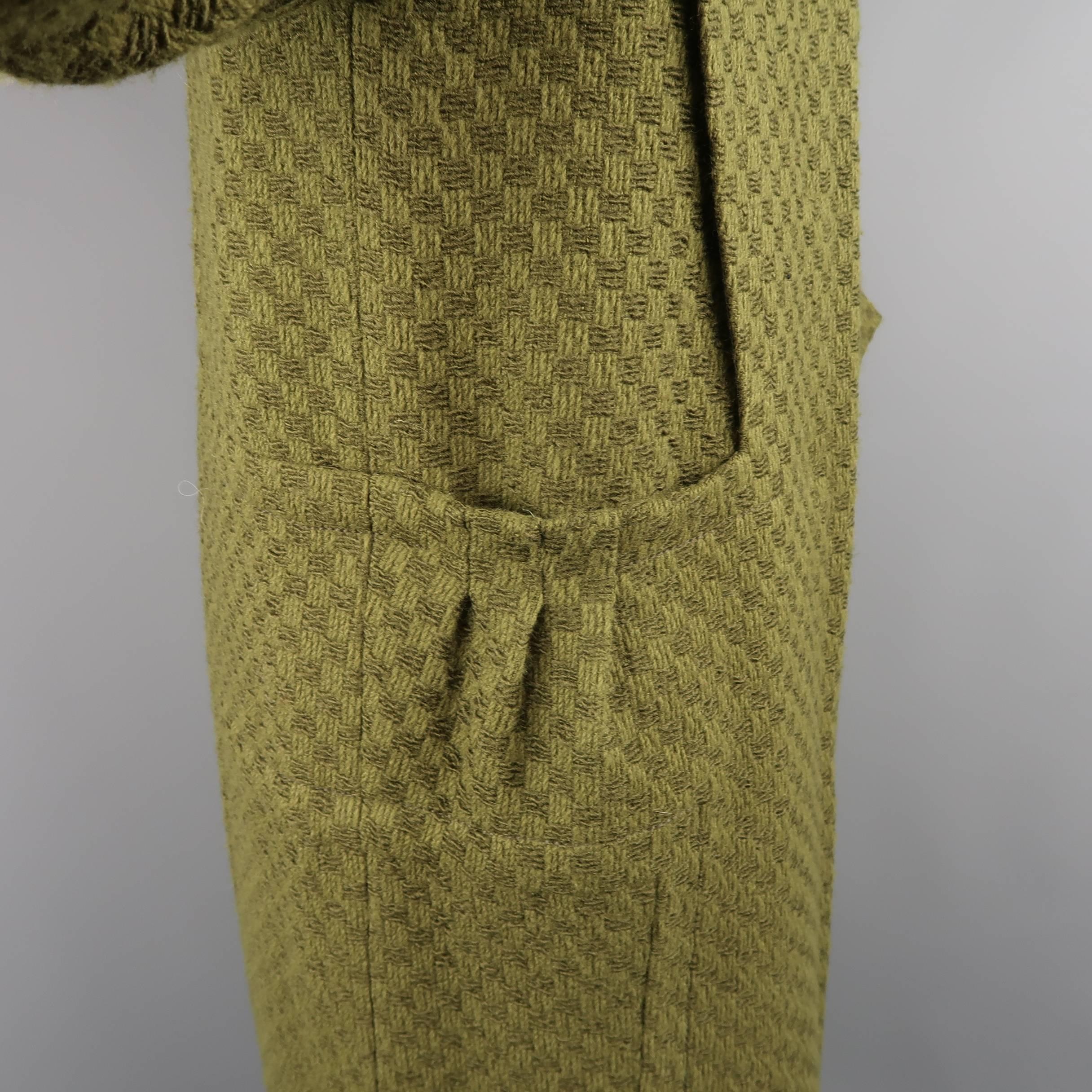 Louis Vuitton Green Damier Wool Tweed Bow Collar Coat 2