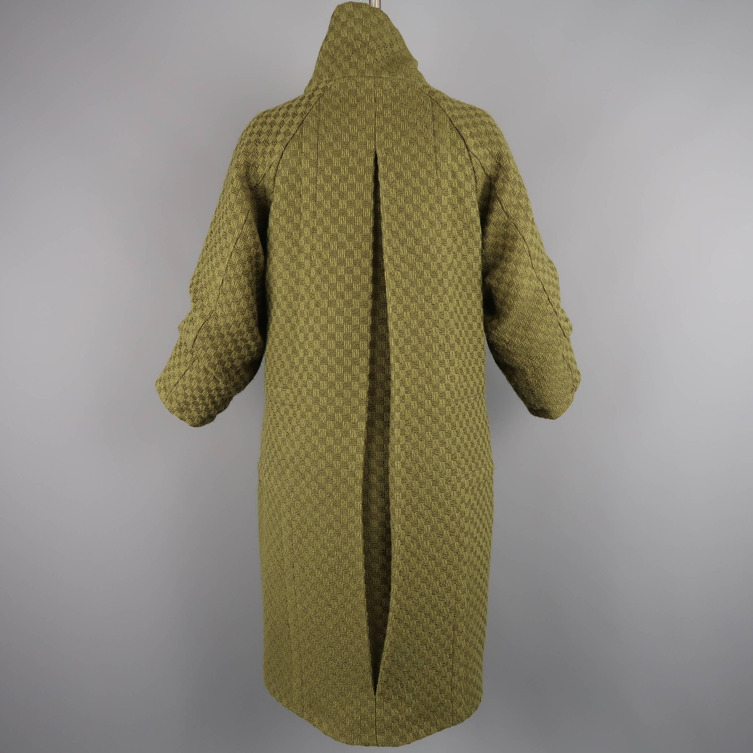 Louis Vuitton Green Damier Wool Tweed Bow Collar Coat 3