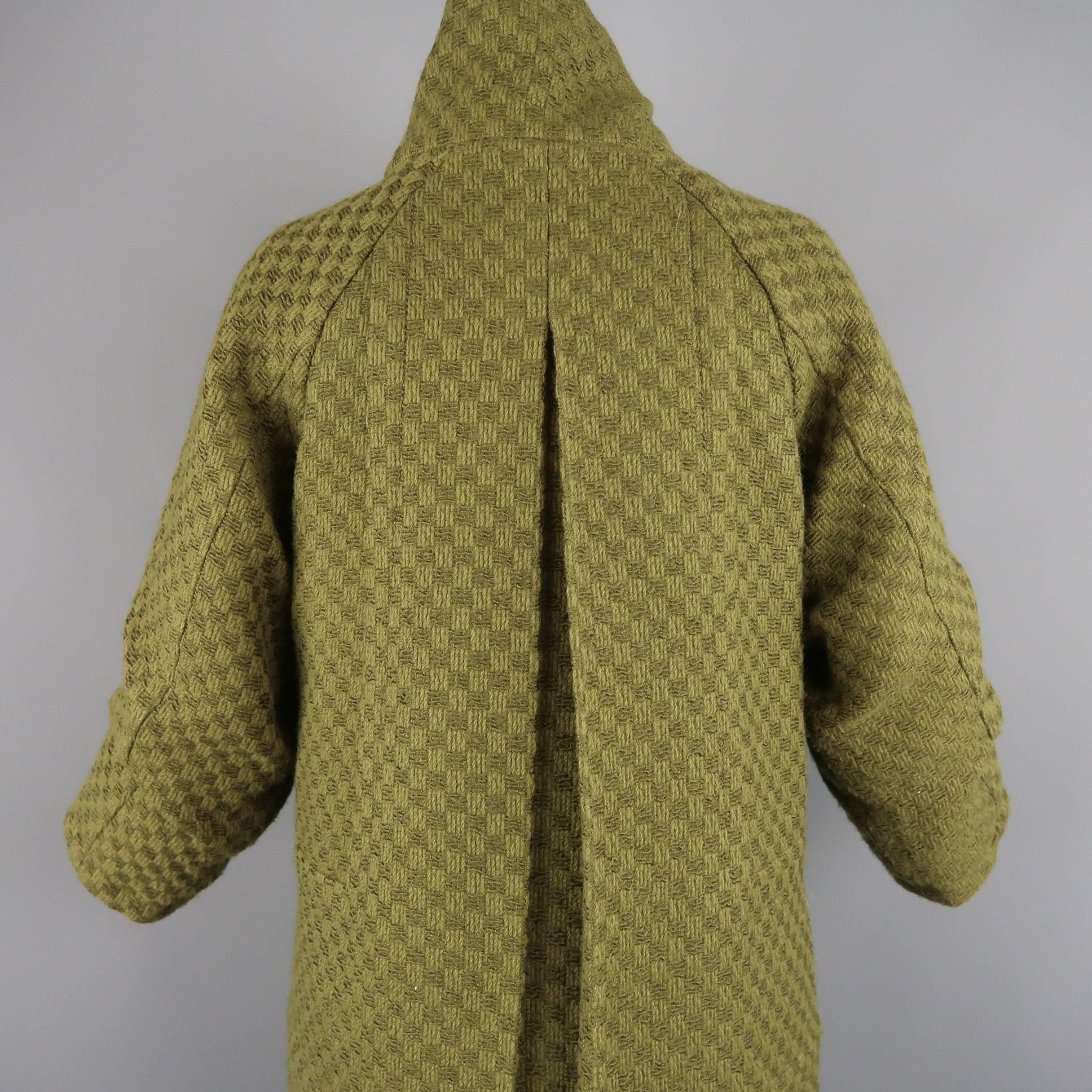Louis Vuitton Green Damier Wool Tweed Bow Collar Coat 4