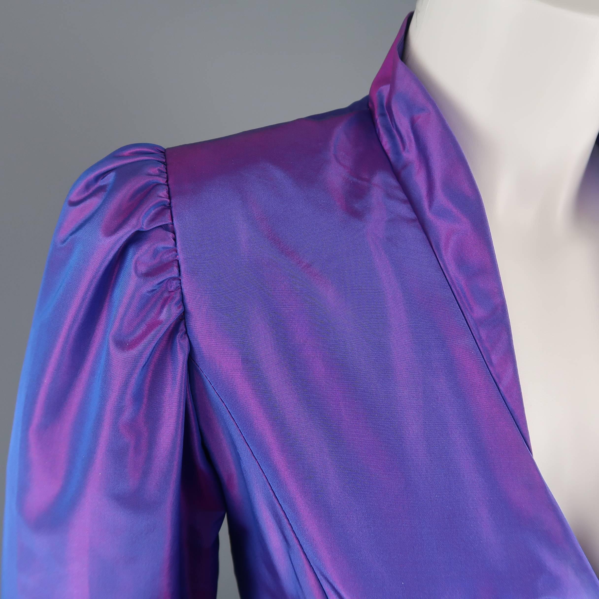 Women's Vintage LINDKA CIERACH Size 10 Purple Silk Taffeta Jacket Skirt Evening Ensemble