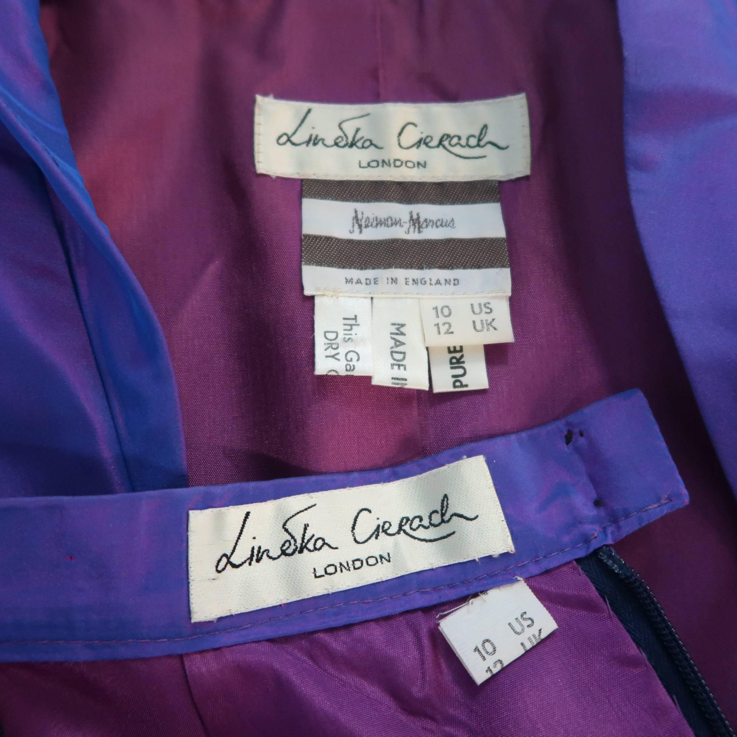 Vintage LINDKA CIERACH Size 10 Purple Silk Taffeta Jacket Skirt Evening Ensemble 7