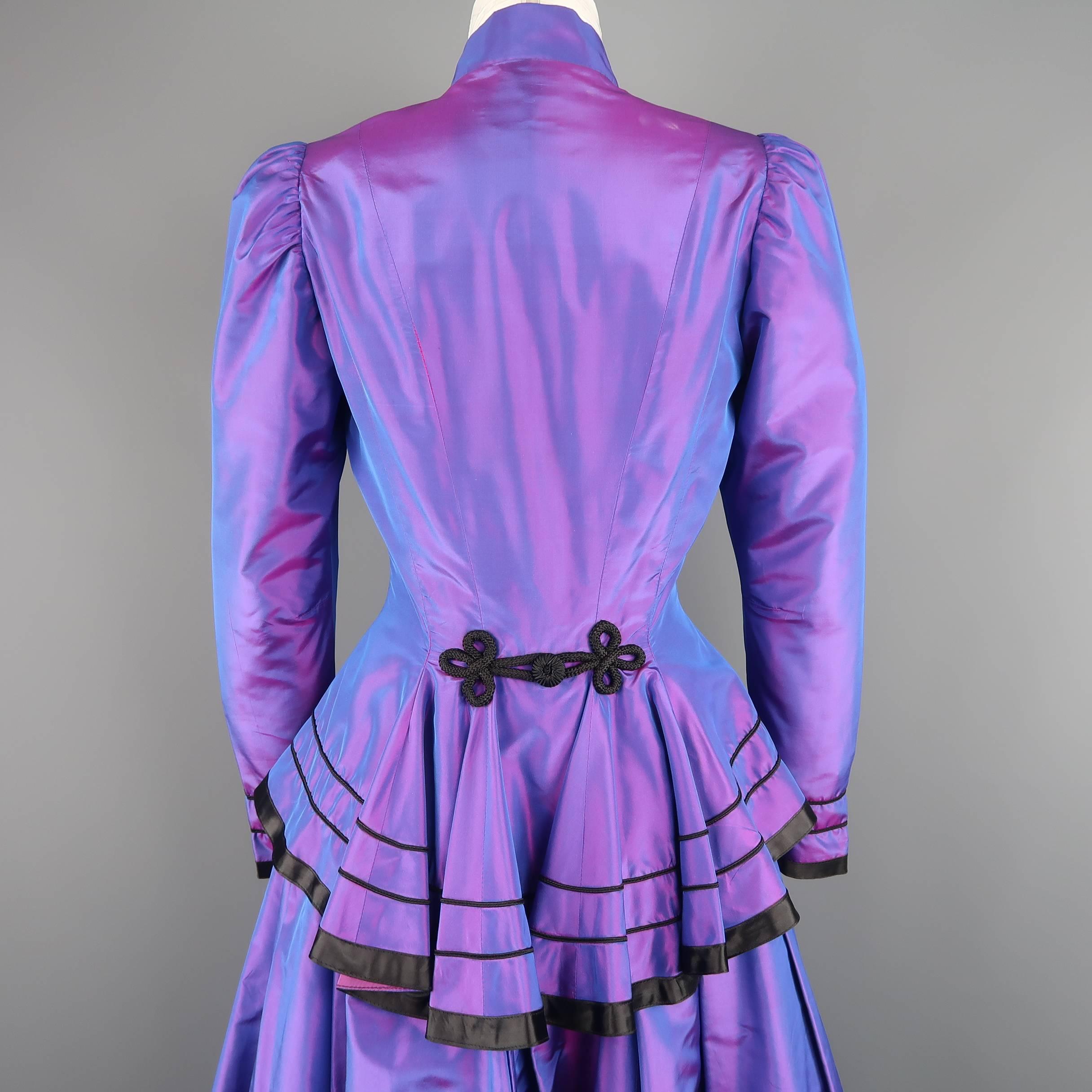 Vintage LINDKA CIERACH Size 10 Purple Silk Taffeta Jacket Skirt Evening Ensemble 3