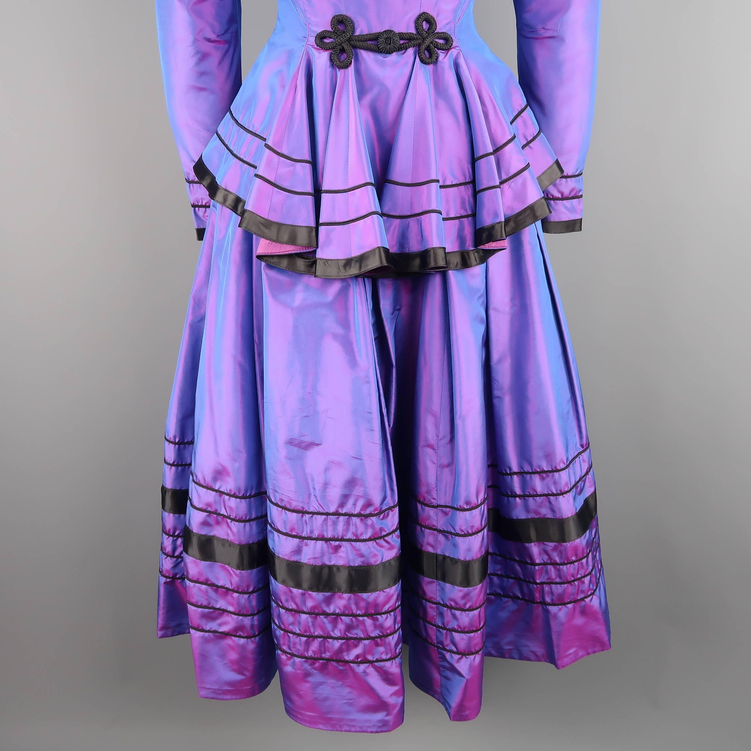 Vintage LINDKA CIERACH Size 10 Purple Silk Taffeta Jacket Skirt Evening Ensemble 4