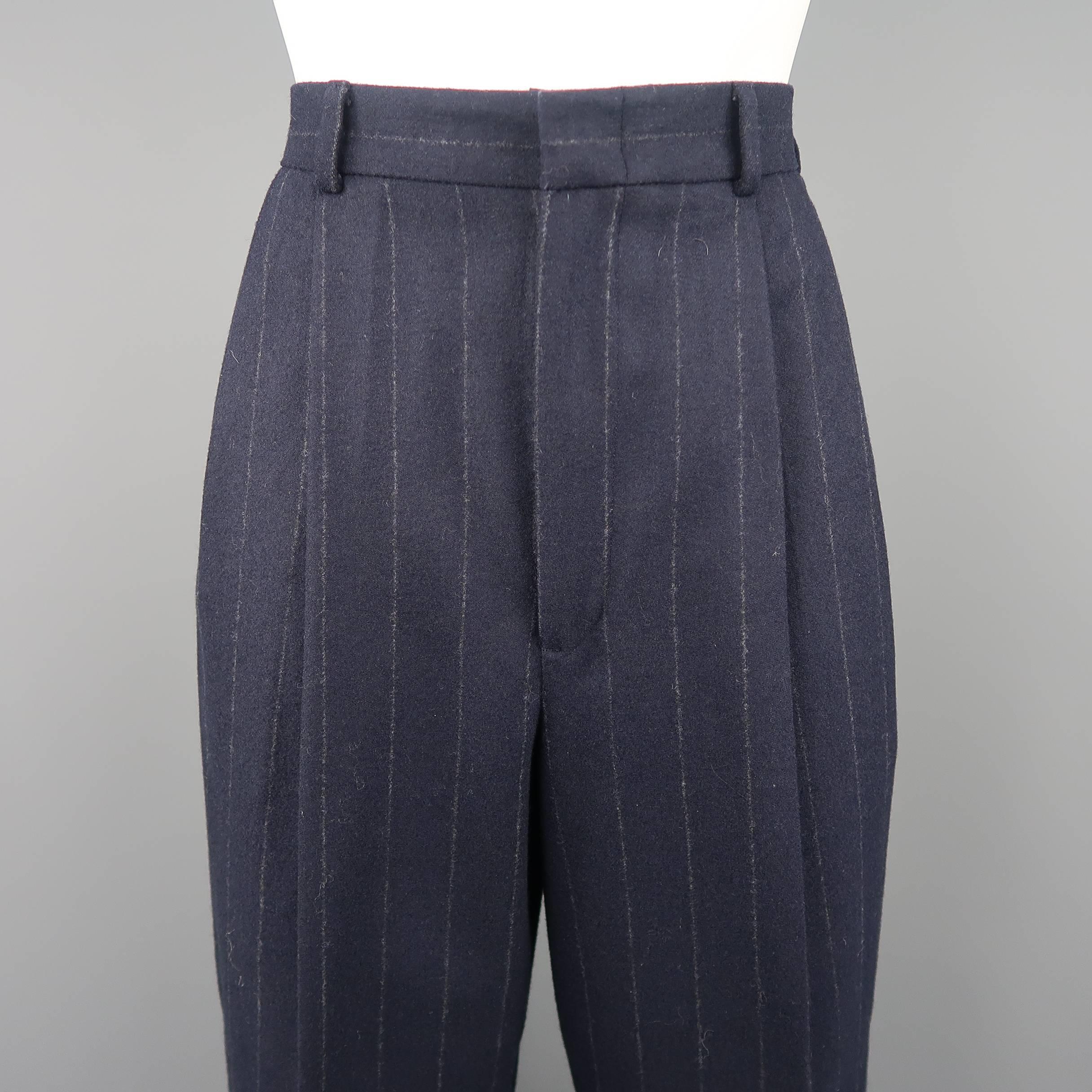 Ralph Lauren Navy Chalkstripe Wool Pleated Peak Lapel Jacket Pants Suit ...