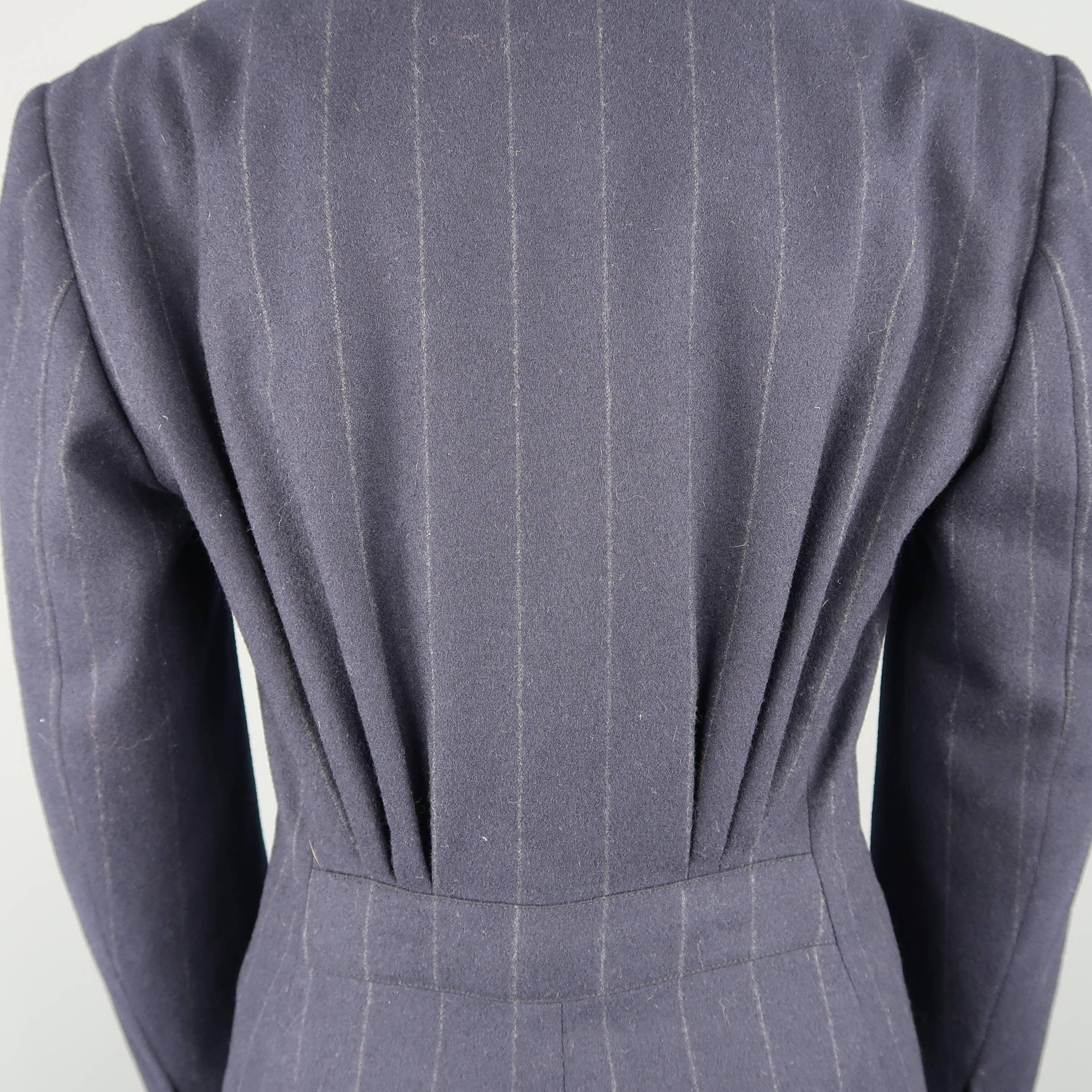 Ralph Lauren Navy Chalkstripe Wool Pleated Peak Lapel Jacket Pants Suit 1