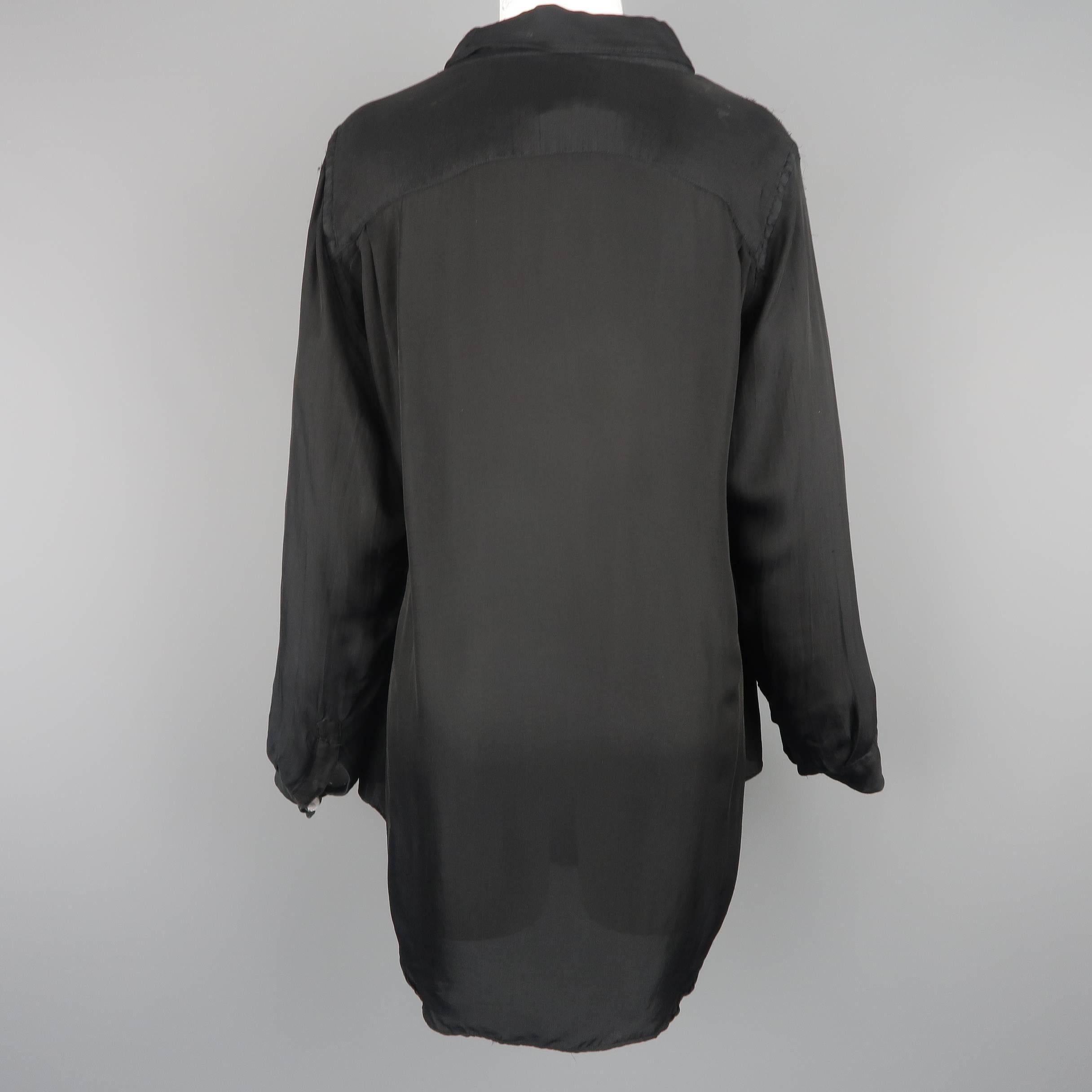 Comme Des Garcons Black Rayon Oversized Collared Blouse 3