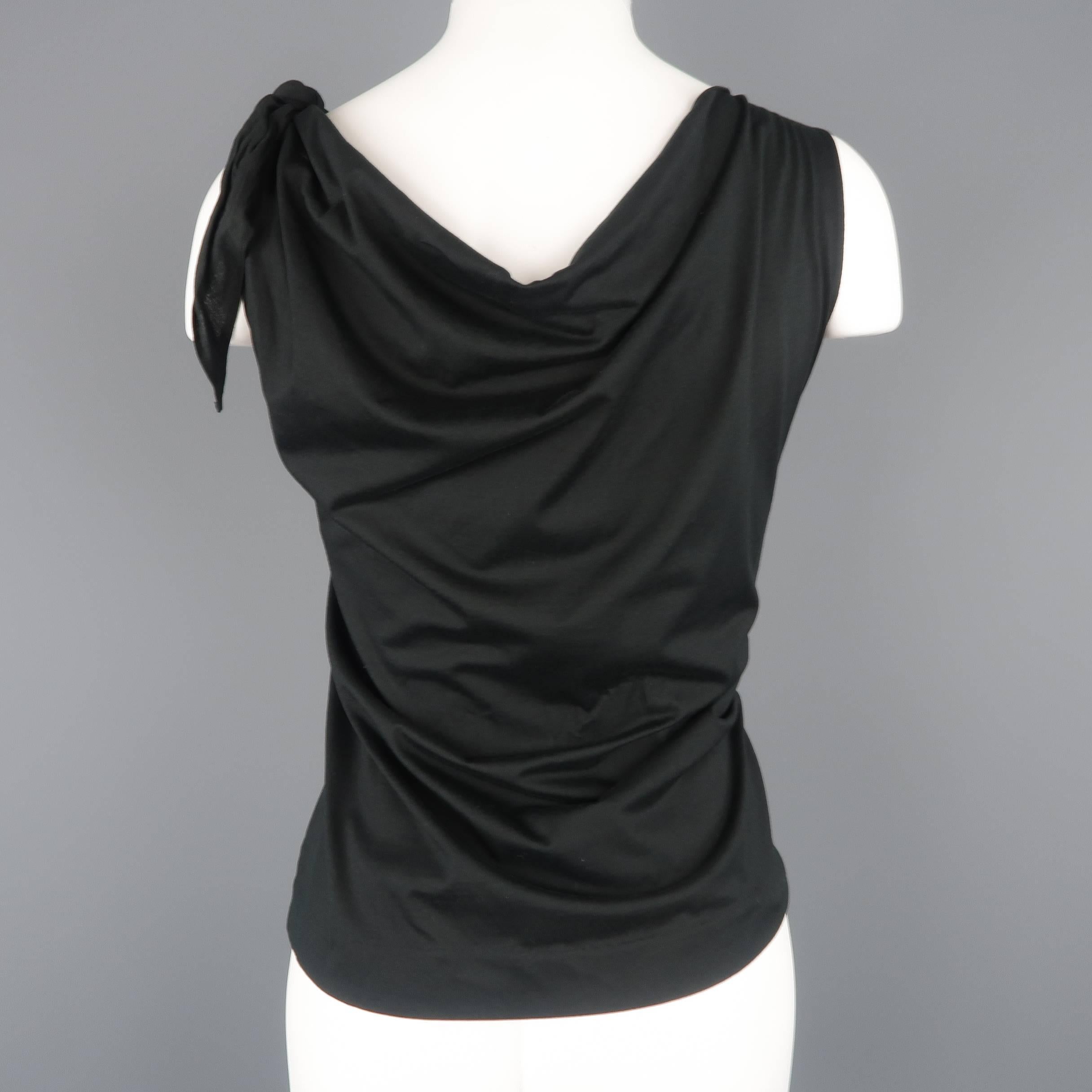 YVES SAINT LAURENT by TOM FORD Size L Black Cotton Tied Shoulder Tank Top 2