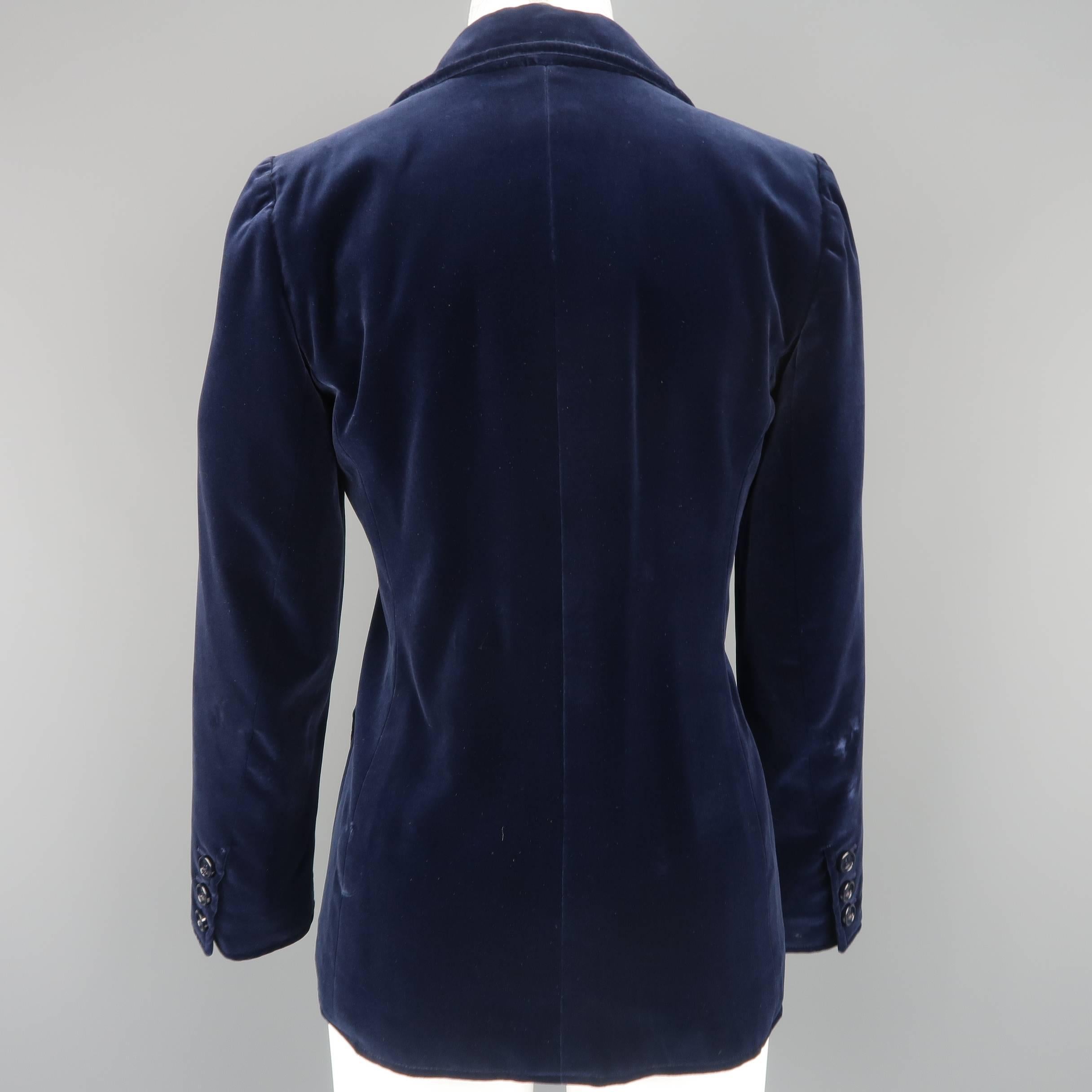 Women's Yves Saint Laurent Rive Gauche Navy Velvet Sport Coat Jacket