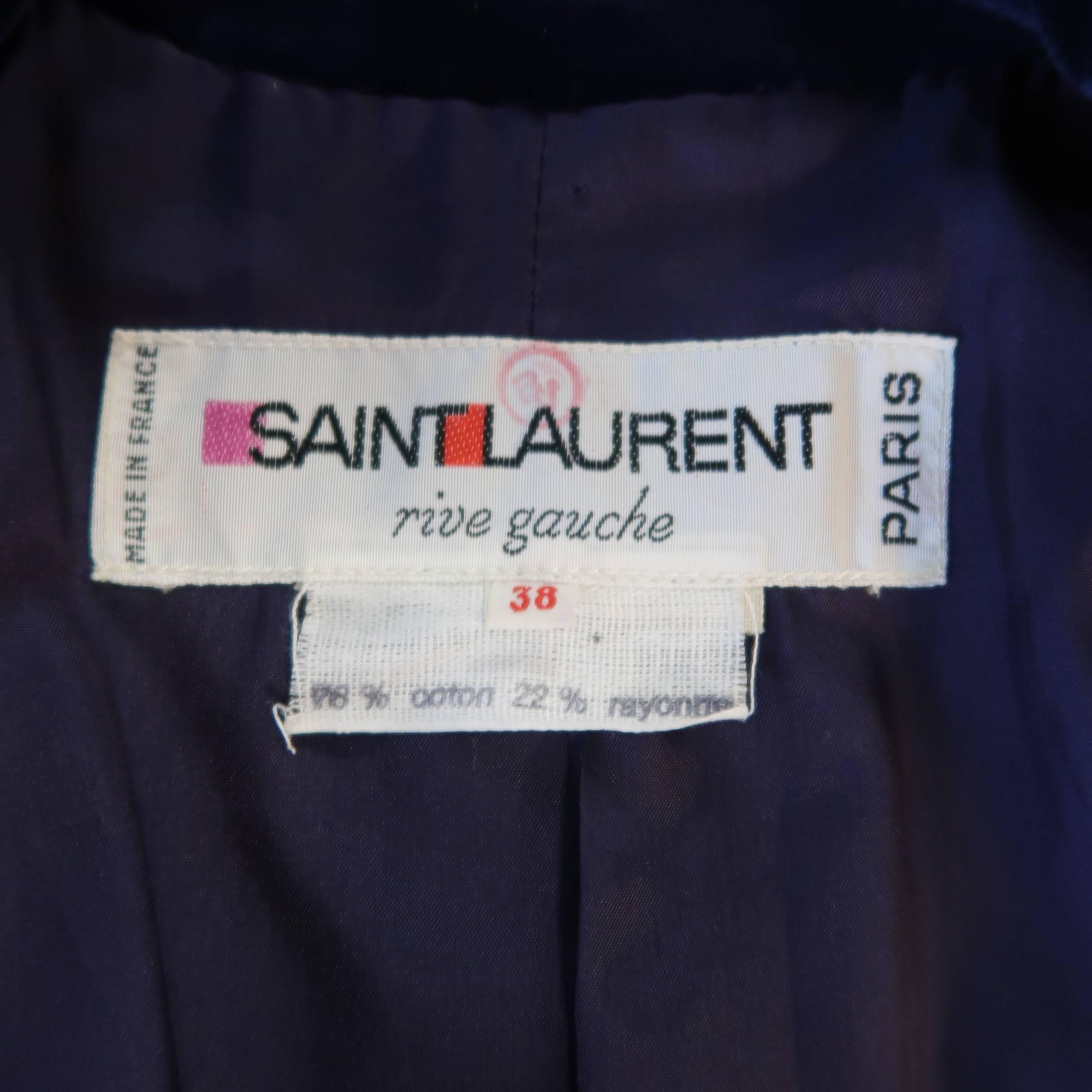 Yves Saint Laurent Rive Gauche Navy Velvet Sport Coat Jacket 2