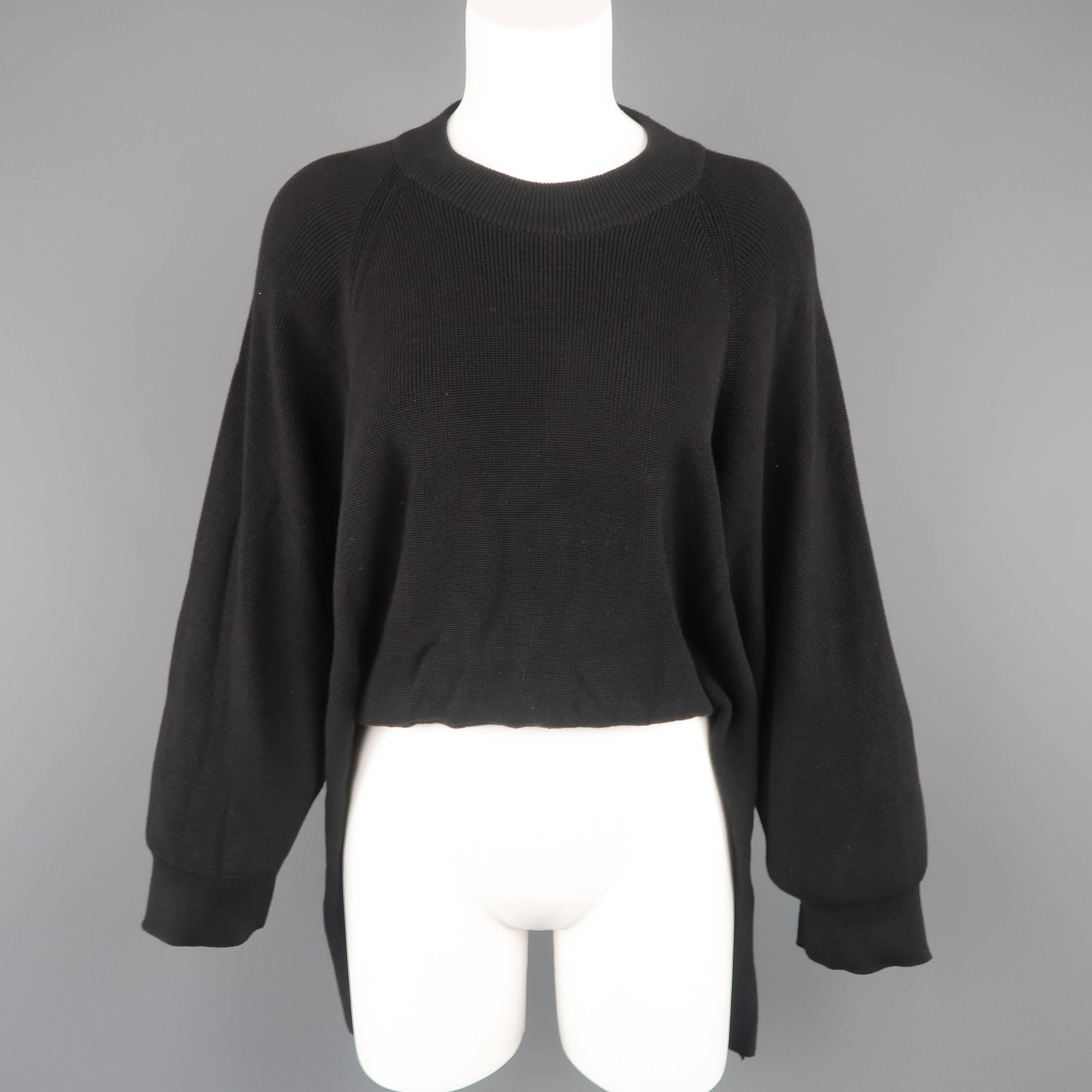 Issey Miyake Black Cotton Knit Transformative Pullover In Good Condition In San Francisco, CA