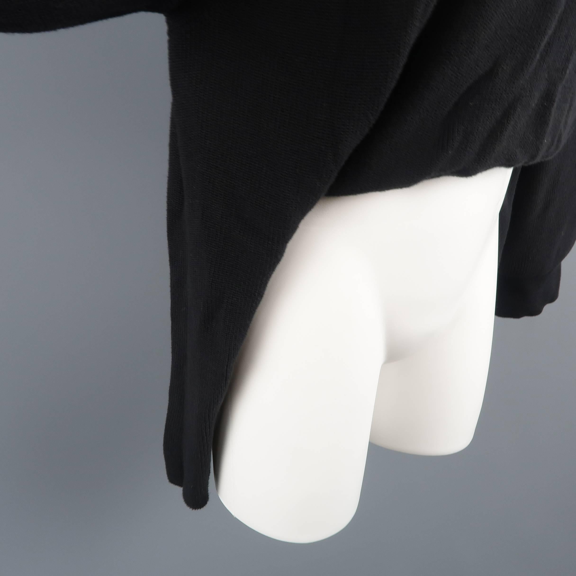 Women's Issey Miyake Black Cotton Knit Transformative Pullover
