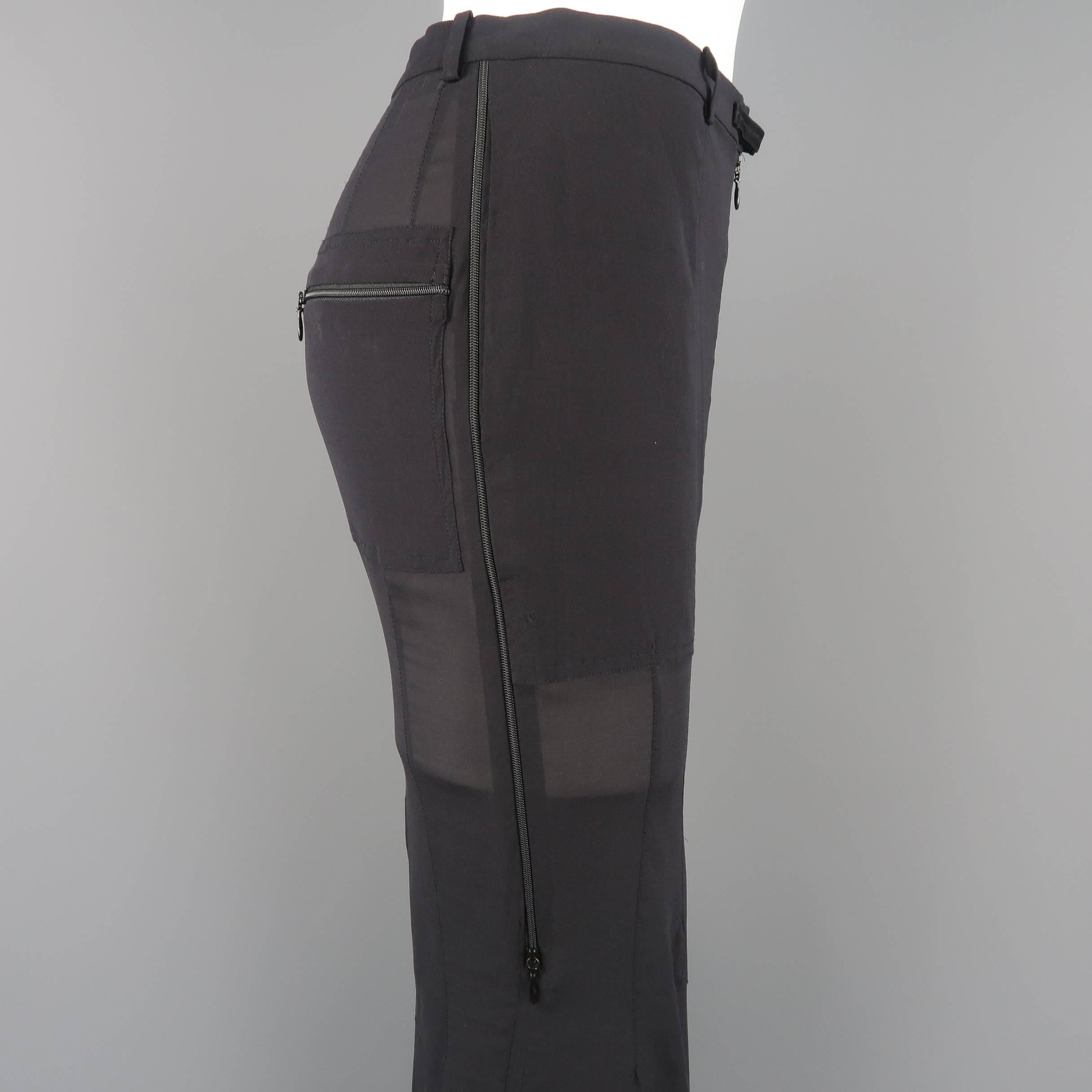 Dolce & Gabbana Black Stretch Chiffon Zip Long Fishtail Skirt In Fair Condition In San Francisco, CA