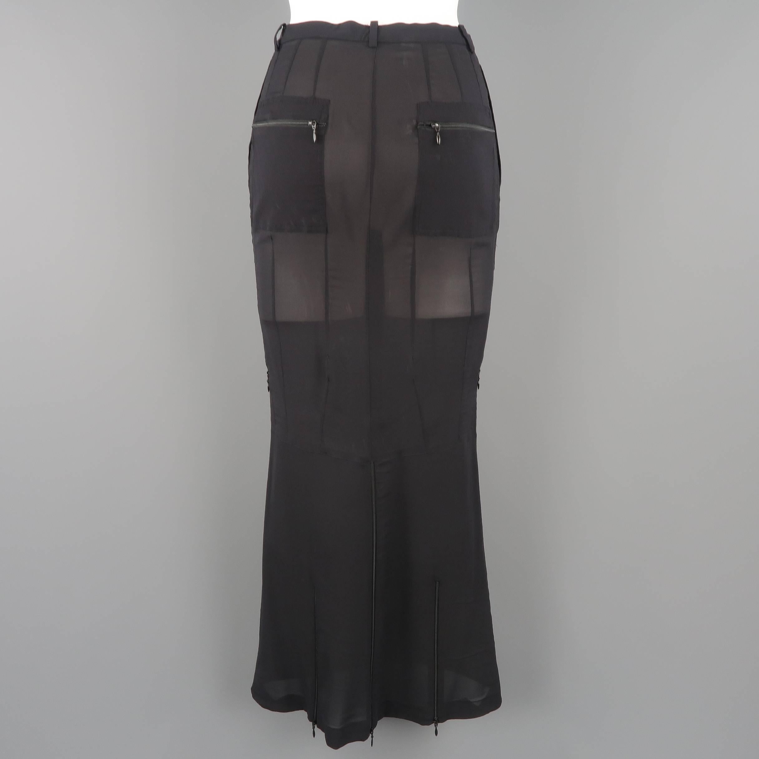 Women's Dolce & Gabbana Black Stretch Chiffon Zip Long Fishtail Skirt
