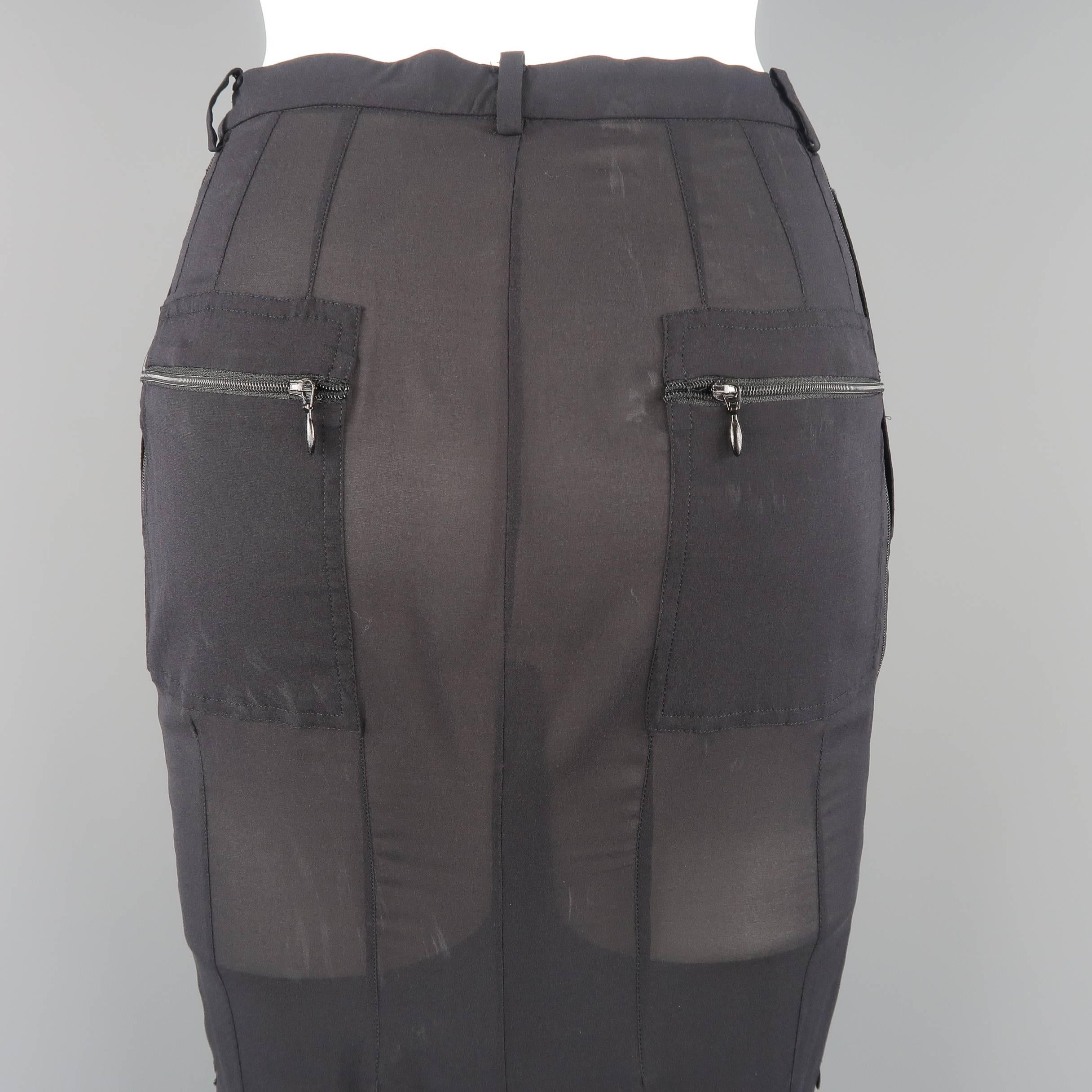 Dolce & Gabbana Black Stretch Chiffon Zip Long Fishtail Skirt 1