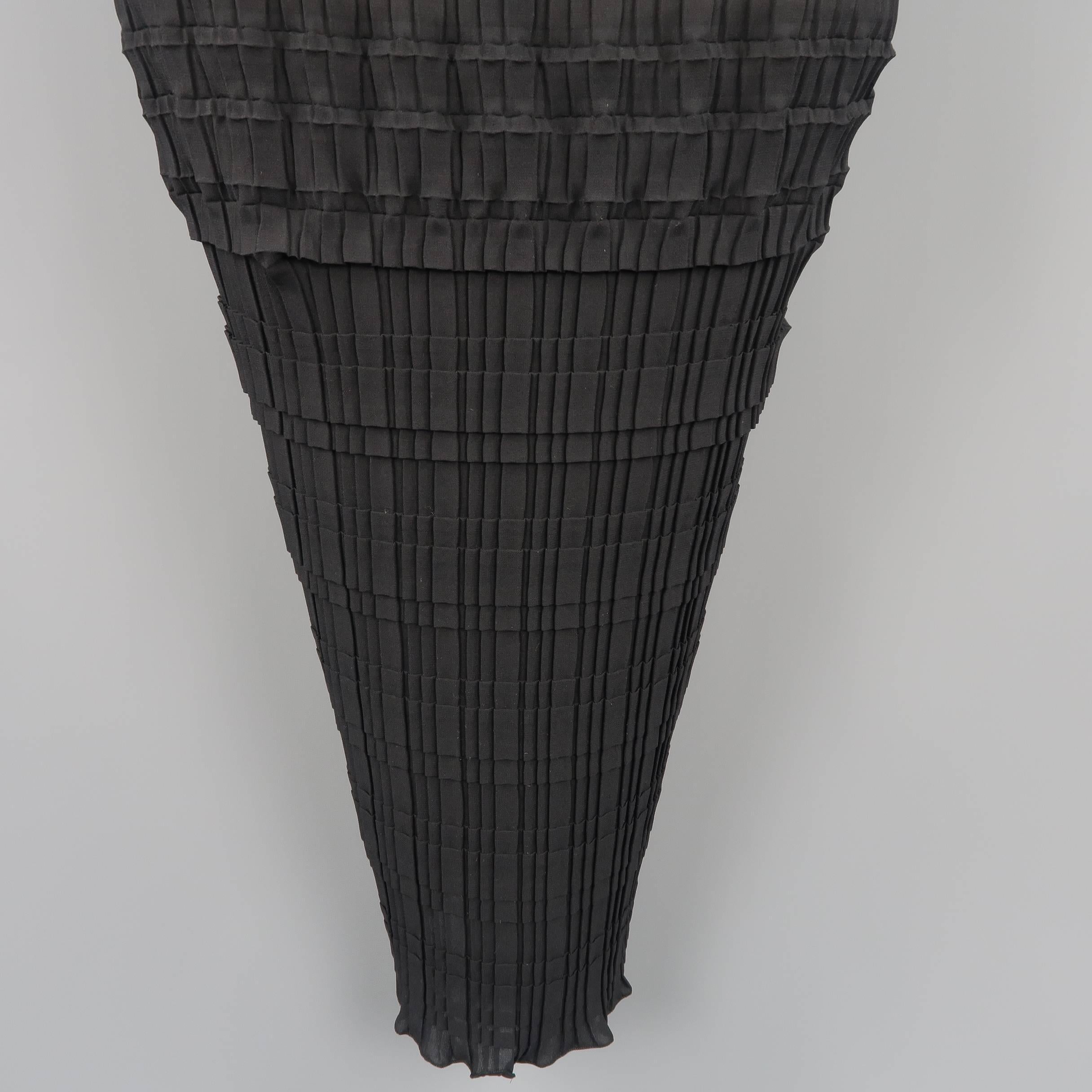 YOHJI YAMAMOTO Size L Black Pleated Chiffon Long Pencil Skirt In Good Condition In San Francisco, CA