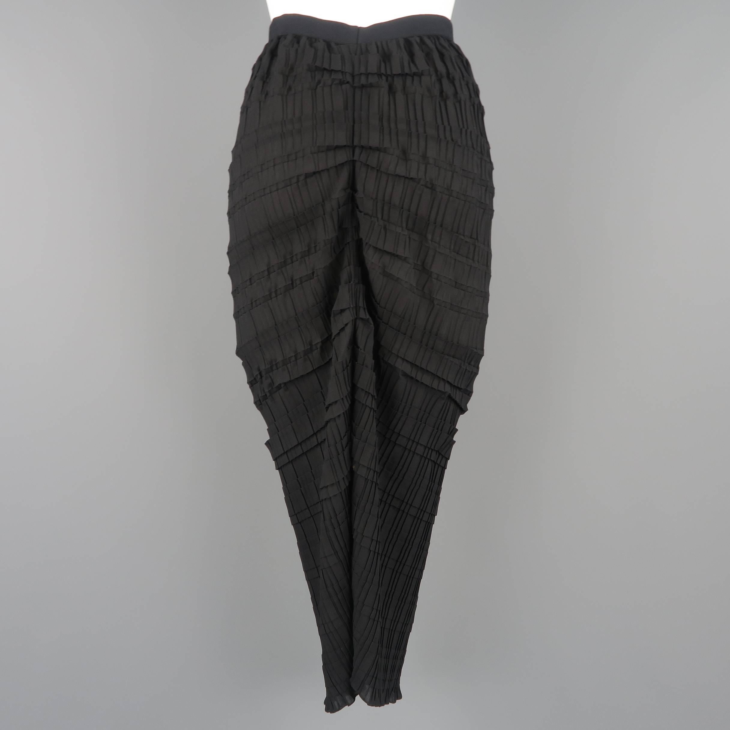 YOHJI YAMAMOTO Size L Black Pleated Chiffon Long Pencil Skirt 3