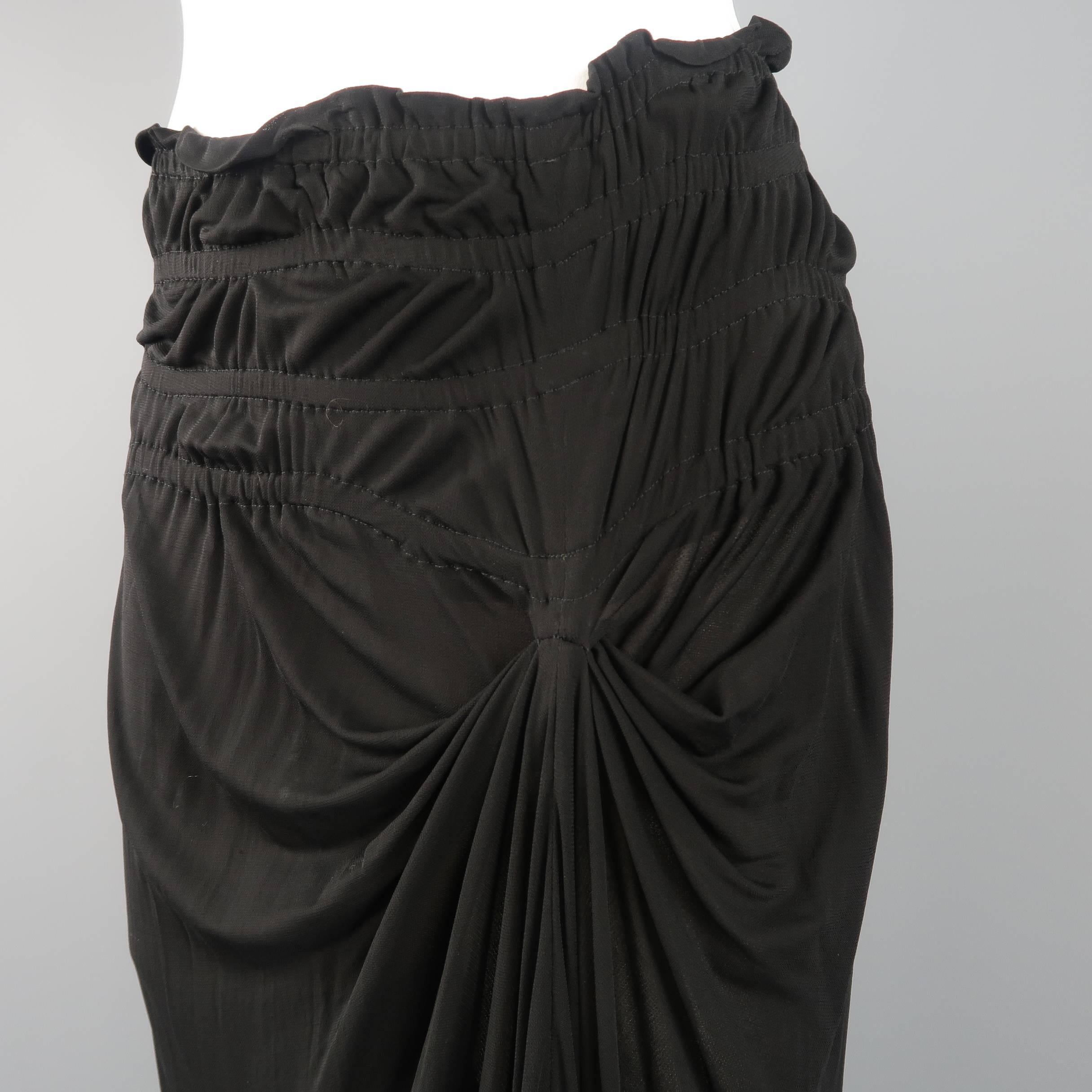 YVES SAINT LAURENT by TOM FORD Size M Black Gathered Viscose Ruffle Skirt In Excellent Condition In San Francisco, CA