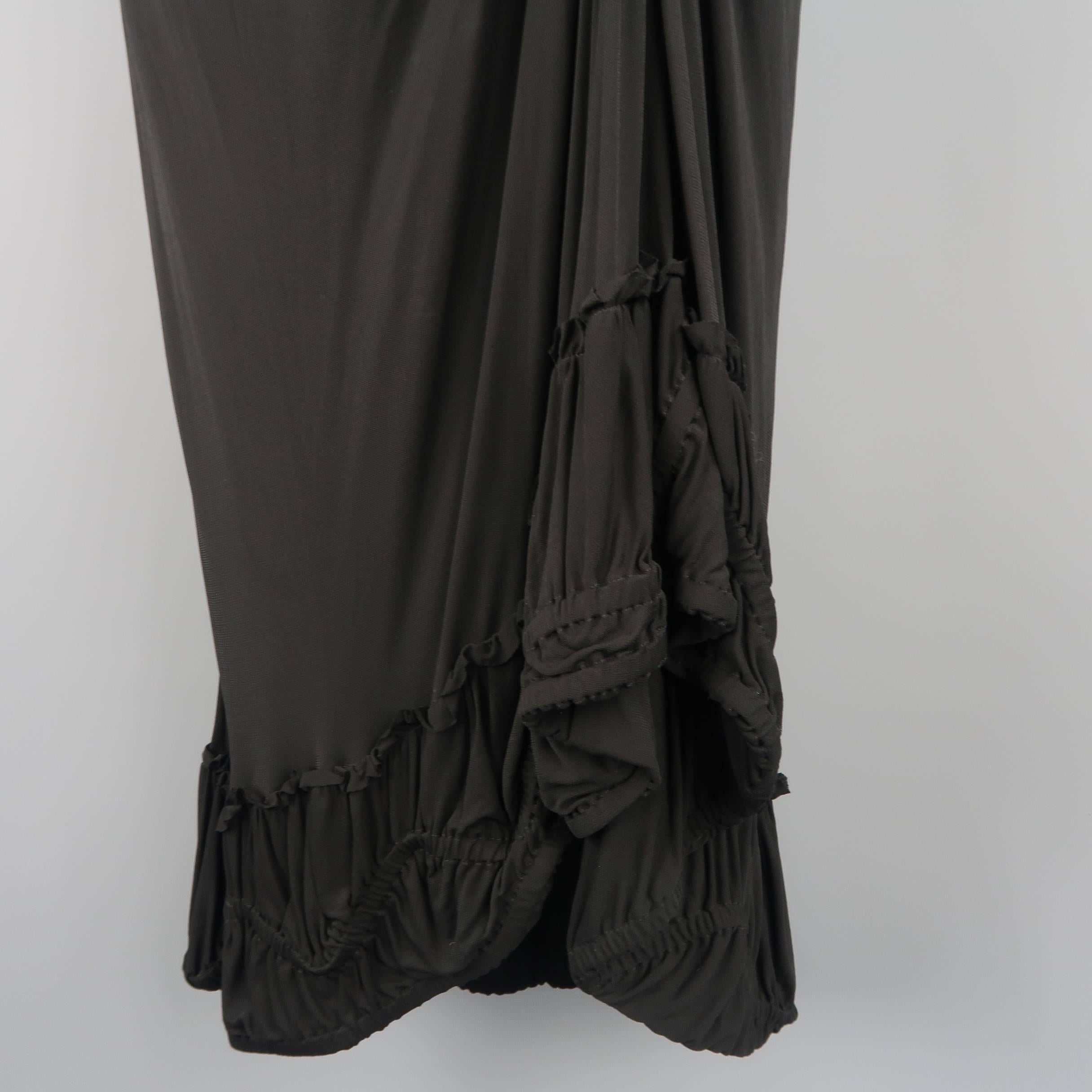 Women's YVES SAINT LAURENT by TOM FORD Size M Black Gathered Viscose Ruffle Skirt