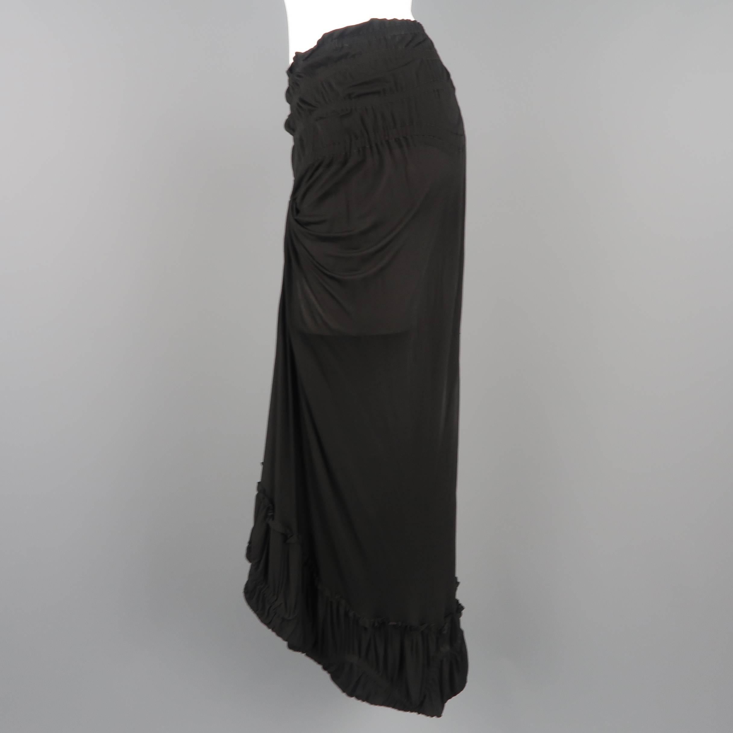 YVES SAINT LAURENT by TOM FORD Size M Black Gathered Viscose Ruffle Skirt 1