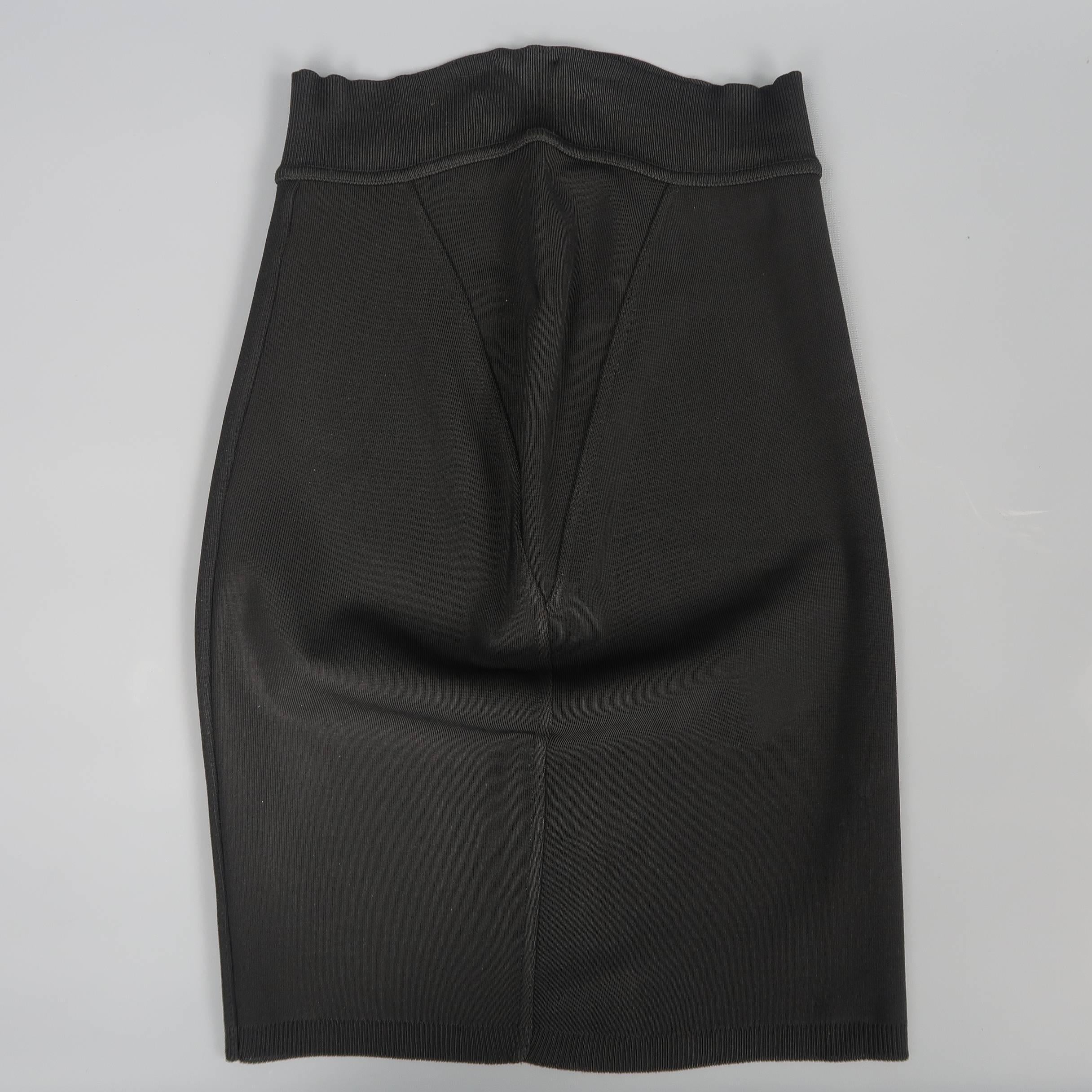 Vintage ALAIA Size S Black STretch Rayon Knit Pencil Skirt In Good Condition In San Francisco, CA