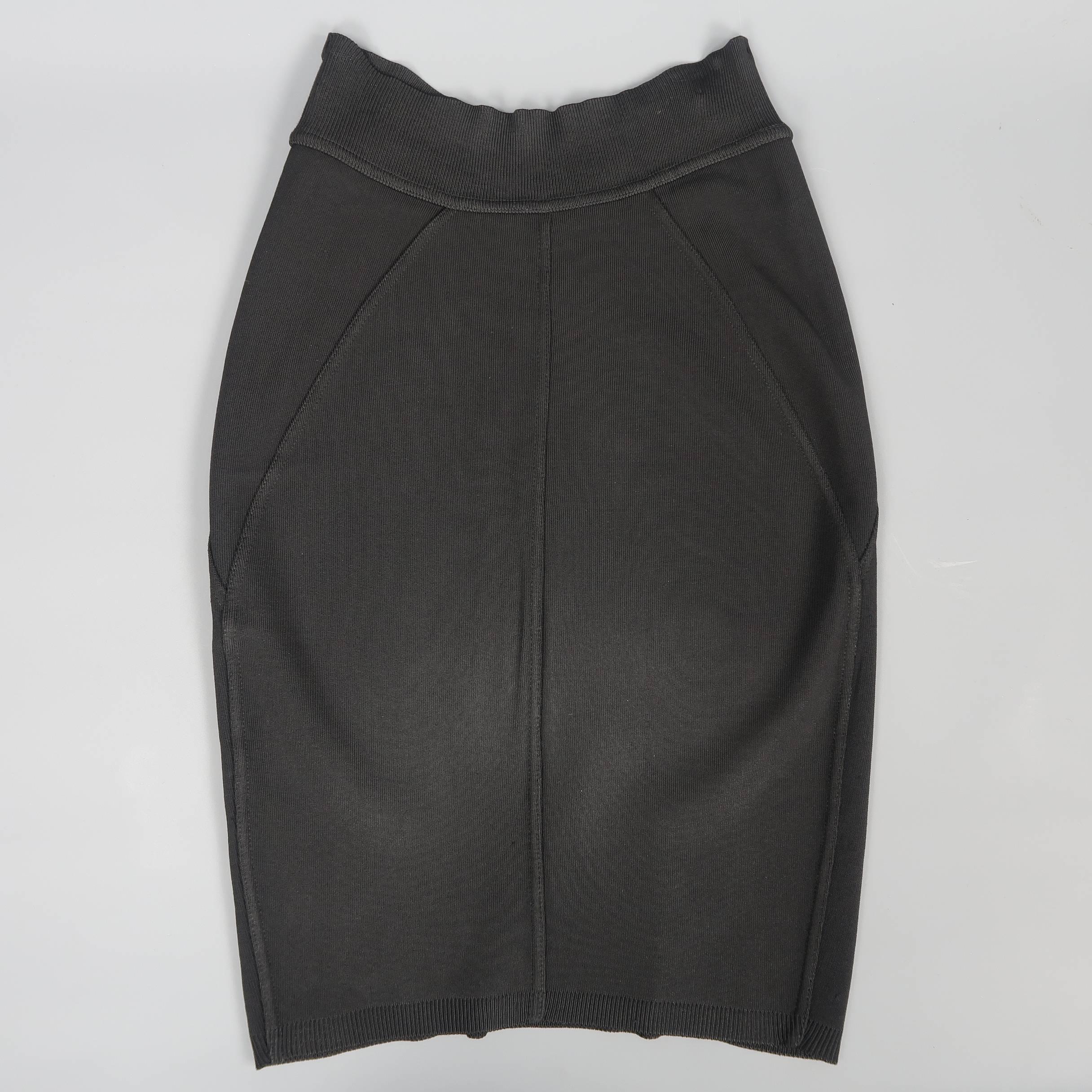 Women's Vintage ALAIA Size S Black STretch Rayon Knit Pencil Skirt