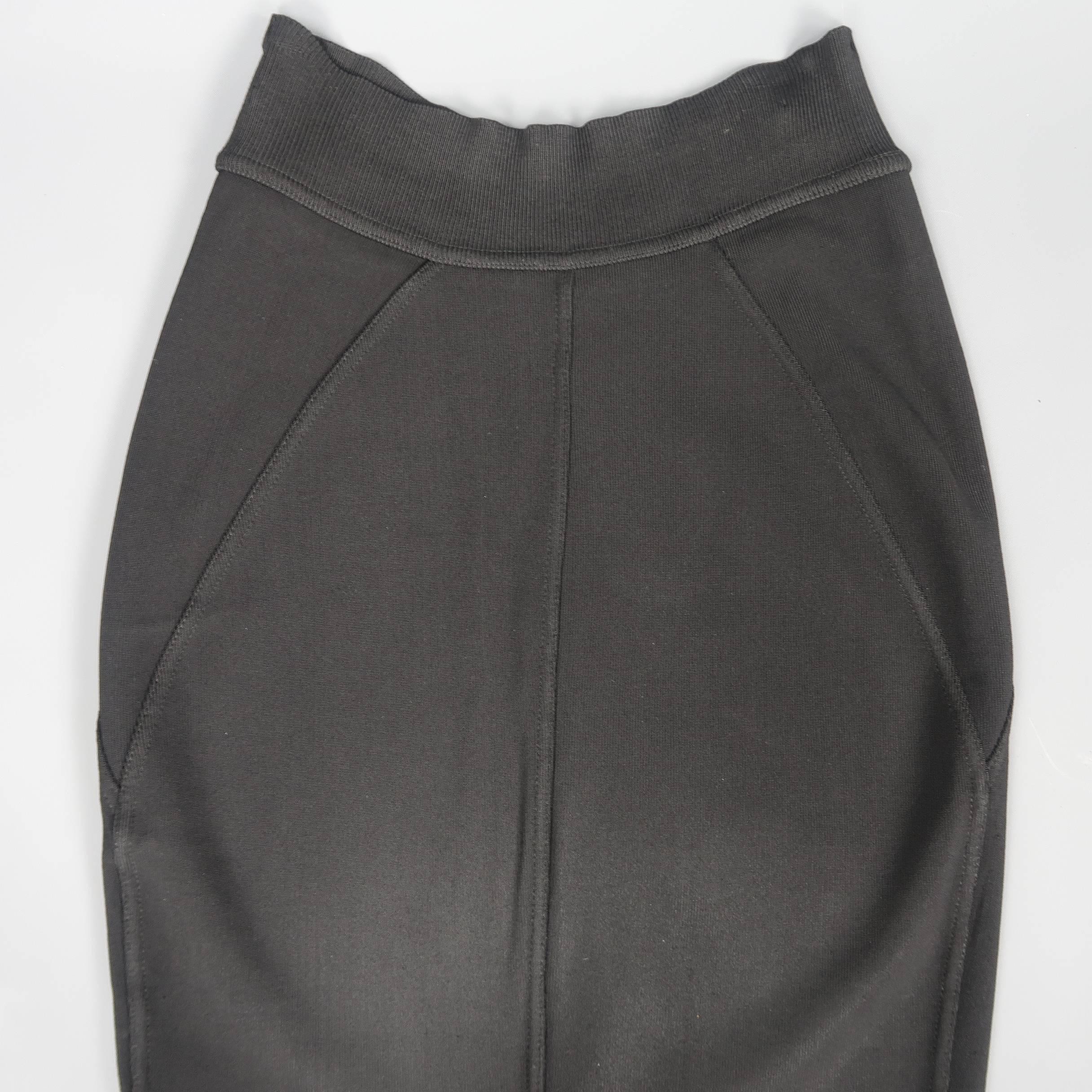 Vintage ALAIA Size S Black STretch Rayon Knit Pencil Skirt 1