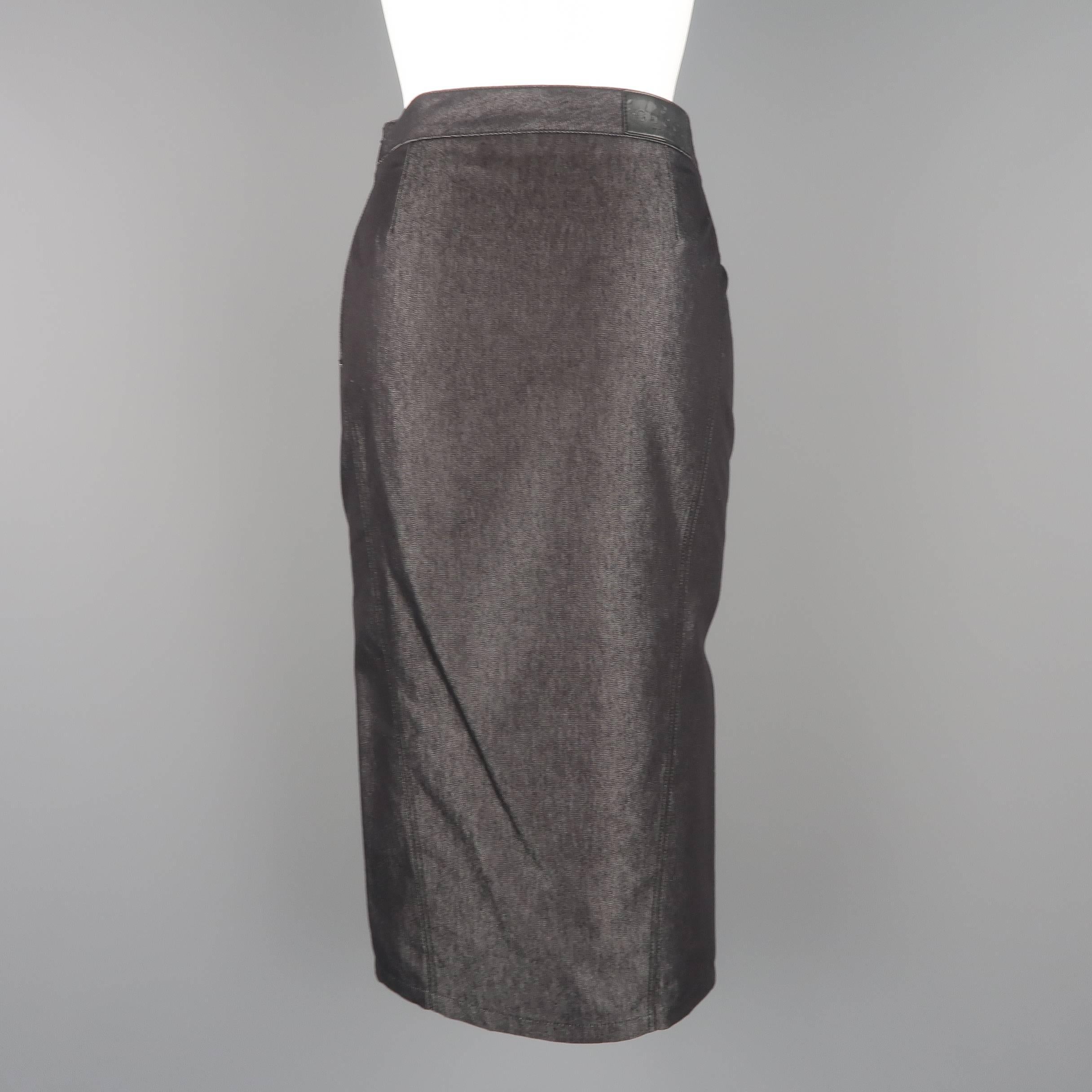 GUCCI Size 4 Metallic Denim Pencil Skirt In New Condition In San Francisco, CA