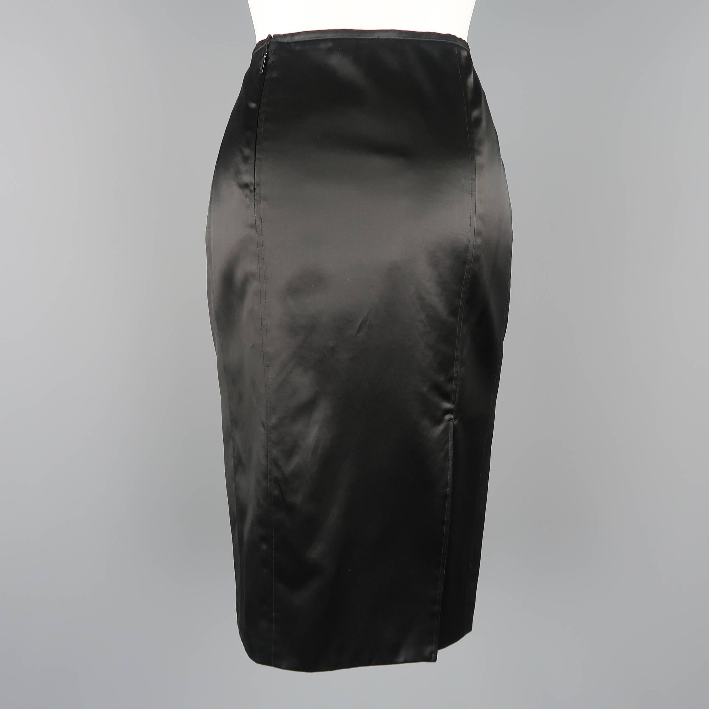 GUCCI by TOM FORD Size 4 Black Satin Pencil Skirt 1