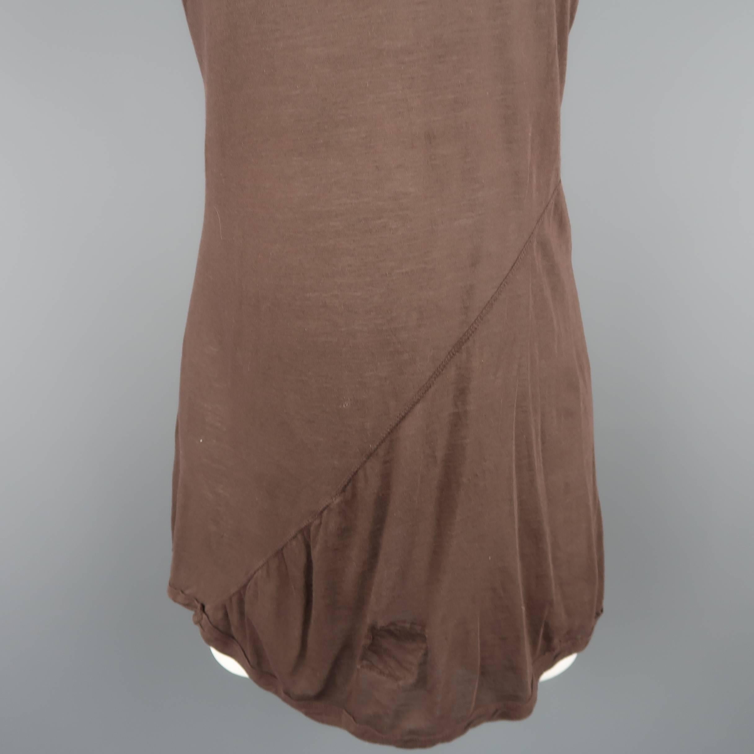 DRKSHDW Size M Brown Viscose /silk Burnout Jersey Tank Top In Good Condition In San Francisco, CA