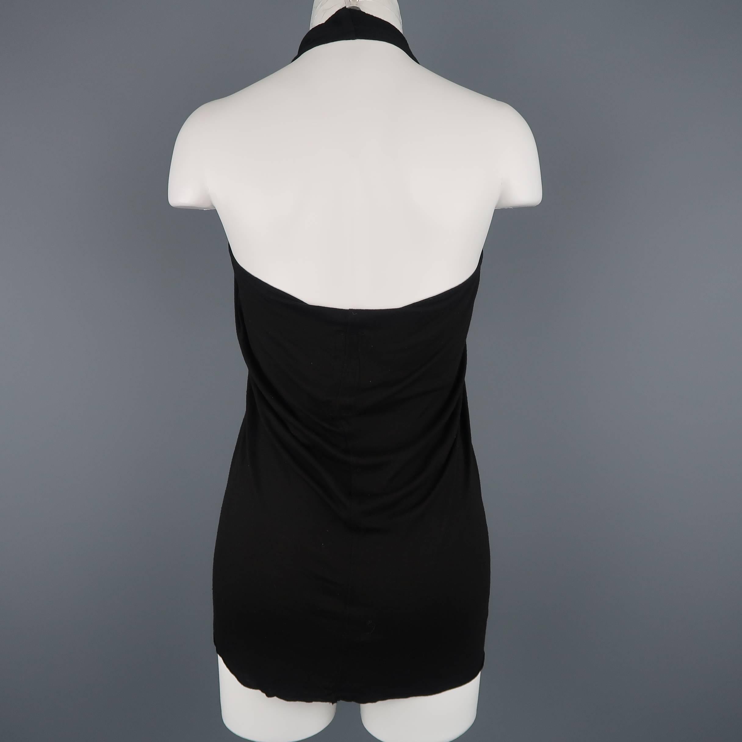 Women's RICK OWENS Size 6 Black Viscose / Silk Jersey Halter Top