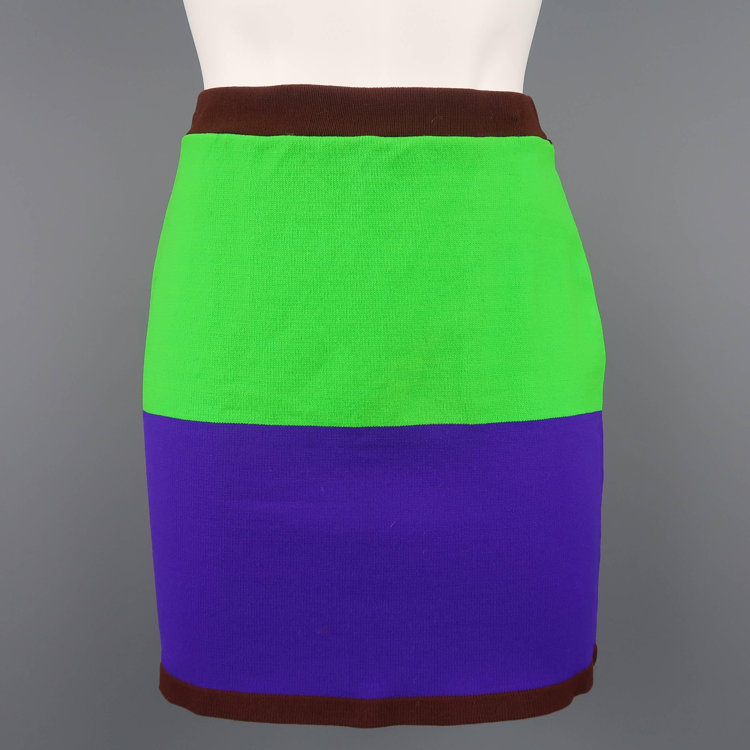 ISSEY MIYAKE Size M Green Brown & Purple Color Block Knit Skirt Set 2