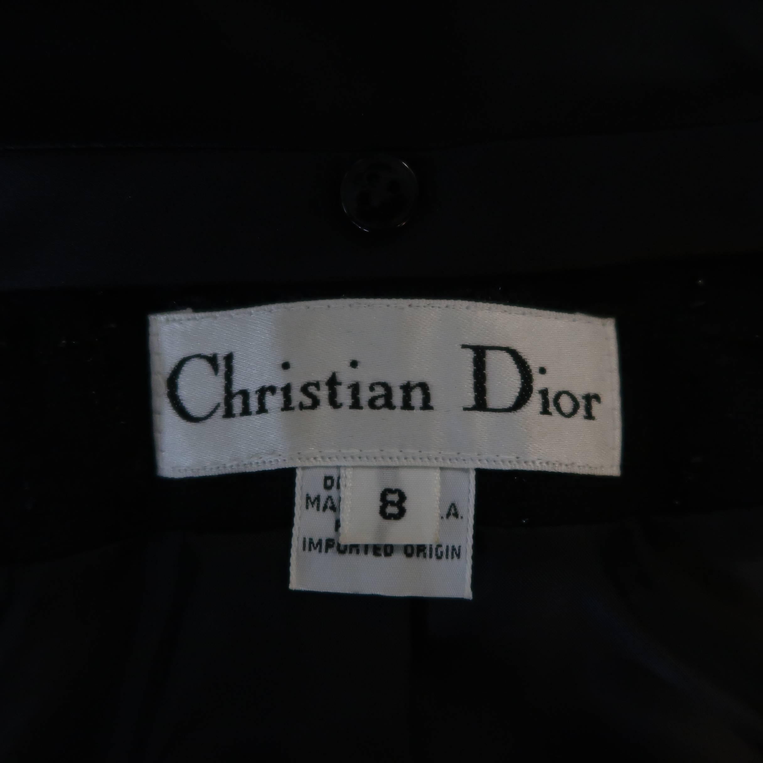 Vintage CHRISTIAN DIOR Size 8 Black Lurex Plaid Boucle Satin Collar Skirt Suit 9