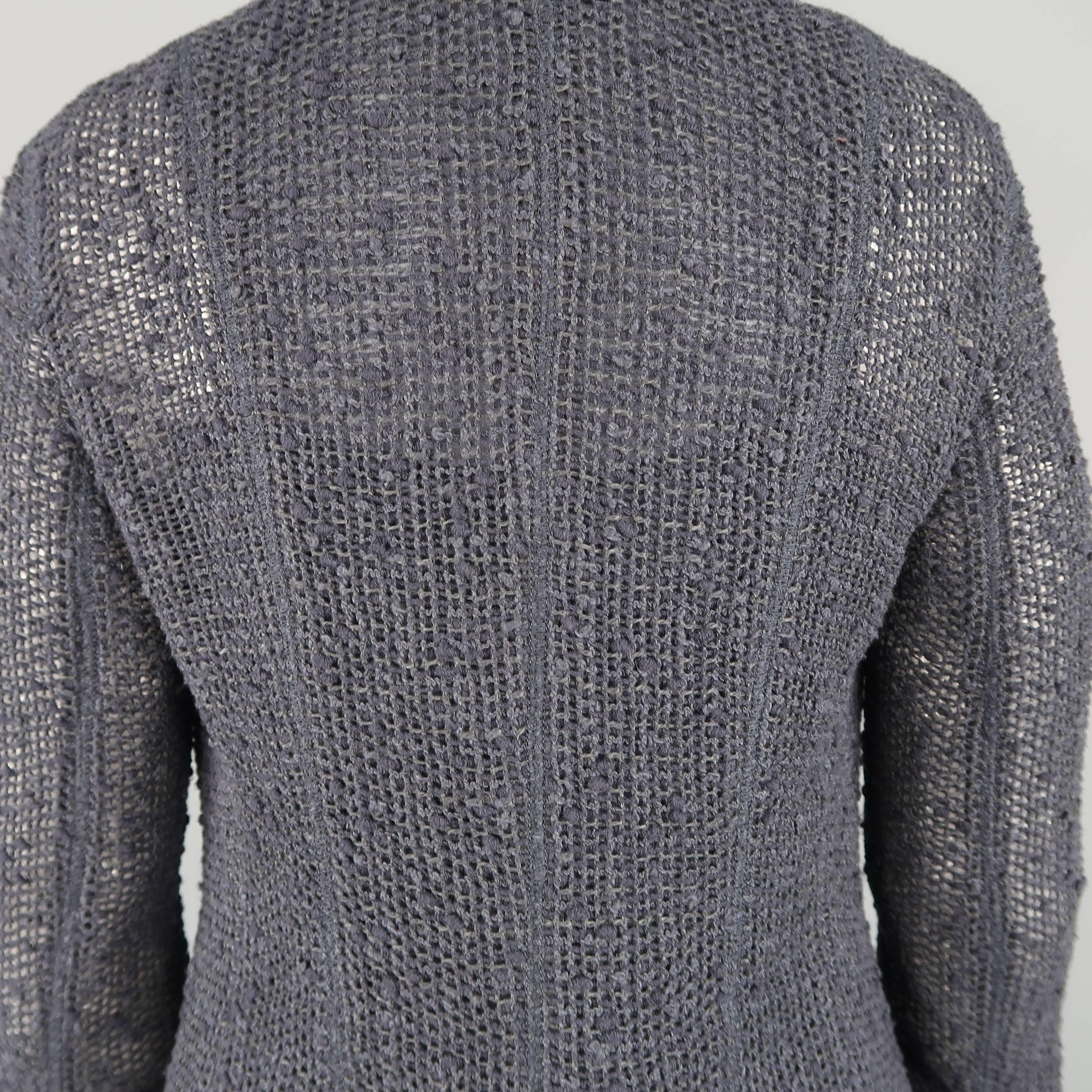 AKRIS Size 6 Navy Mesh Knit Jacket Chiffon Camisole Skirt Set 2