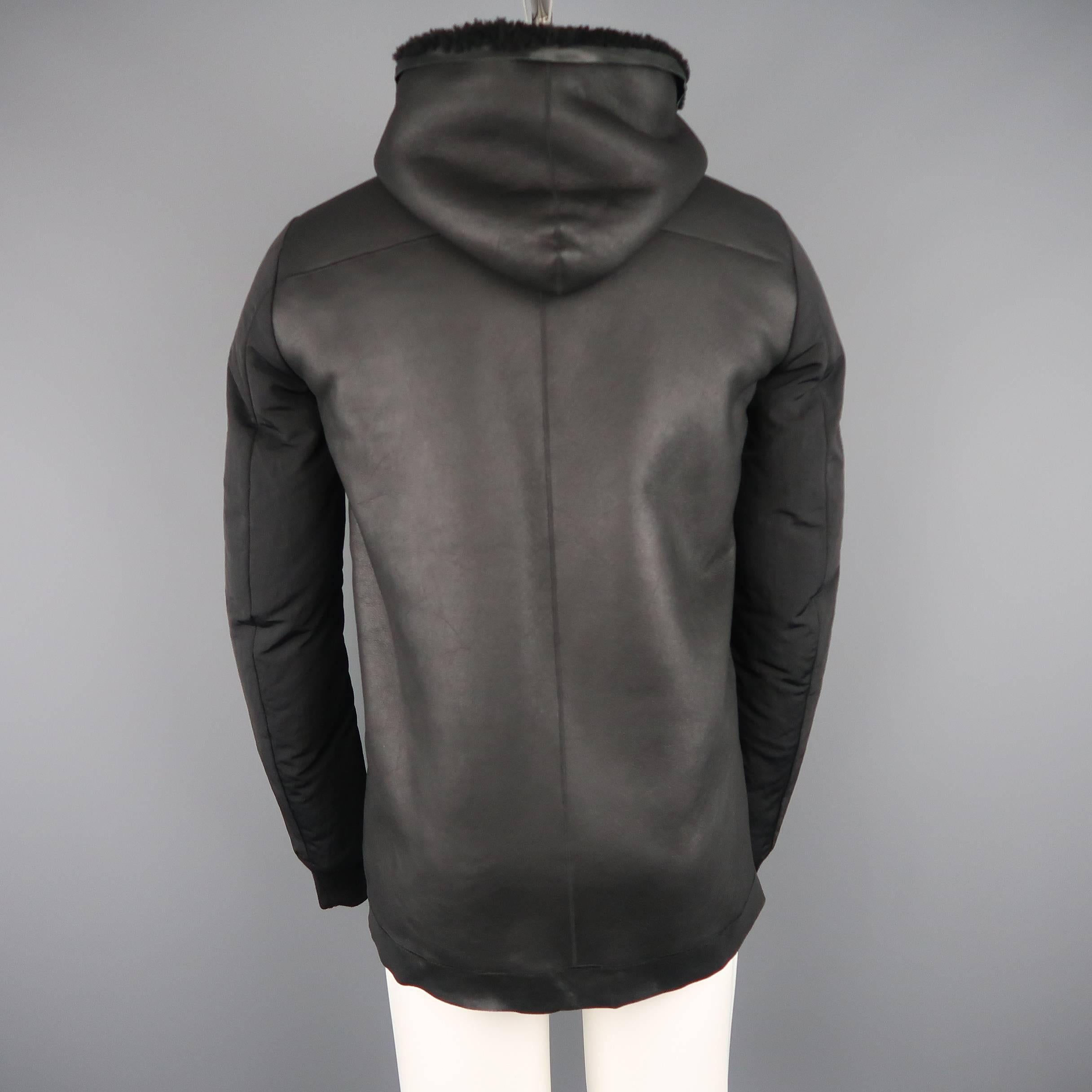 RICK OWENS Jacket - Men's Black Bomber Coat In Excellent Condition In San Francisco, CA