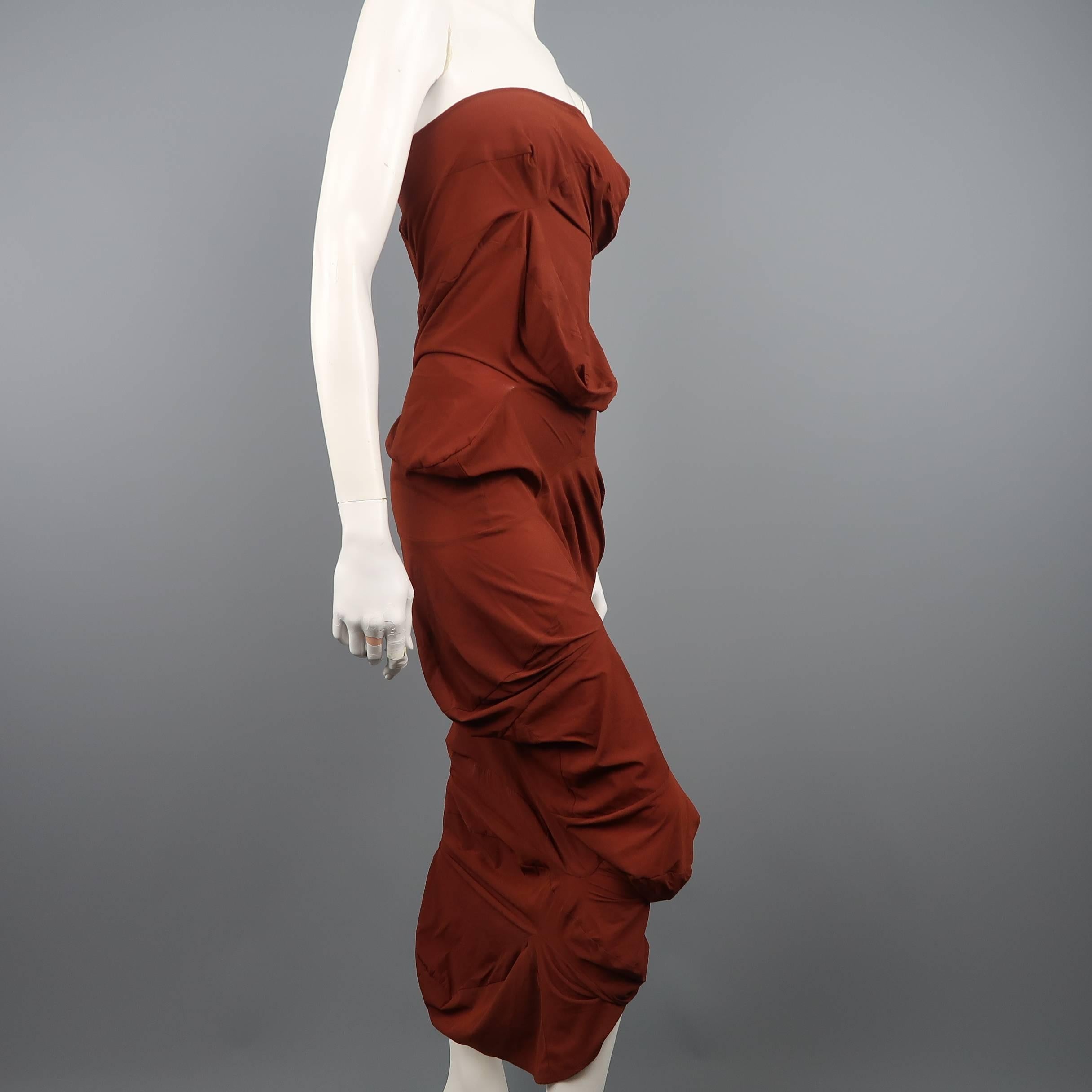 COMME des GARCONS Size S Rust Stretch Crepe Lumps Tube Dress 2