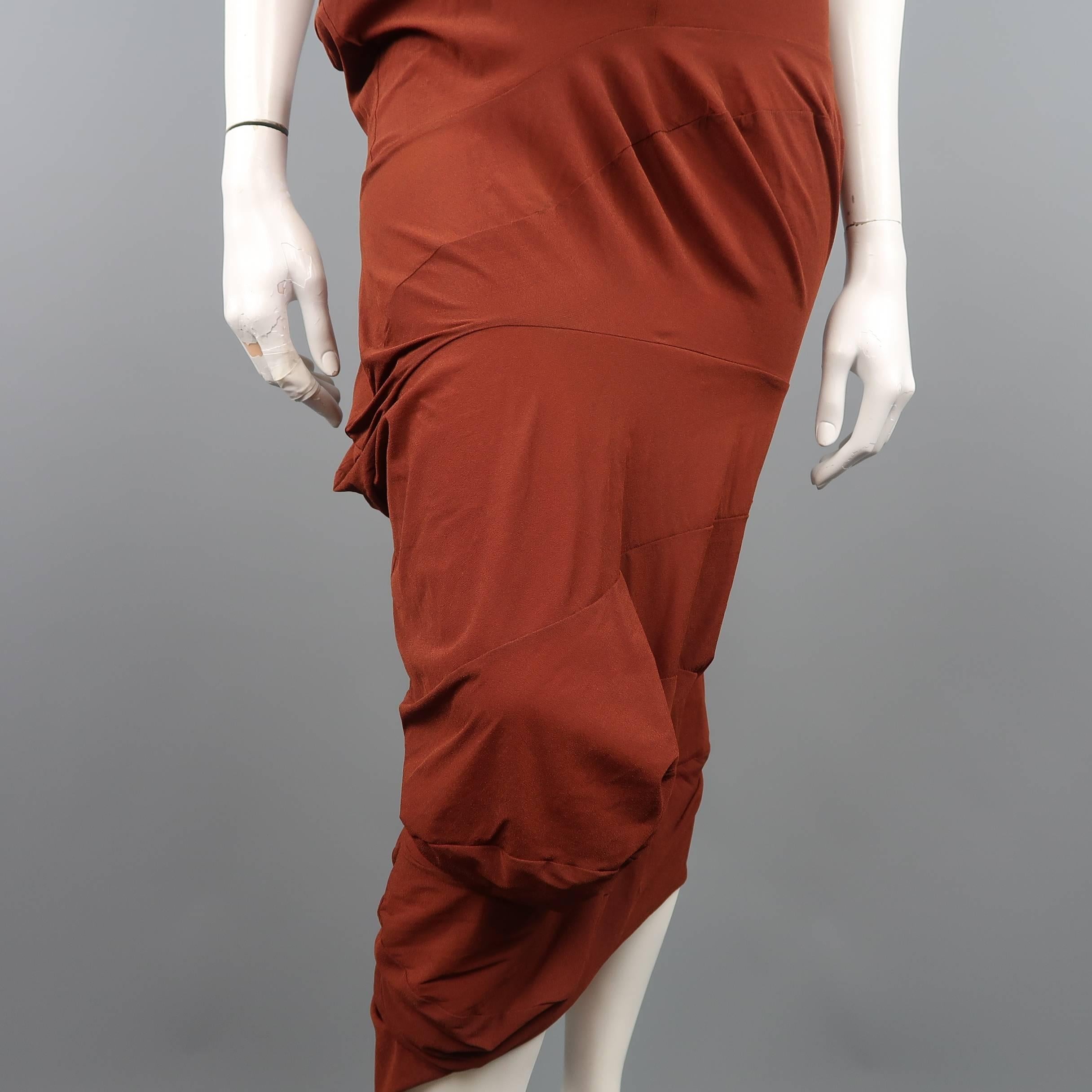 COMME des GARCONS Size S Rust Stretch Crepe Lumps Tube Dress In Fair Condition In San Francisco, CA