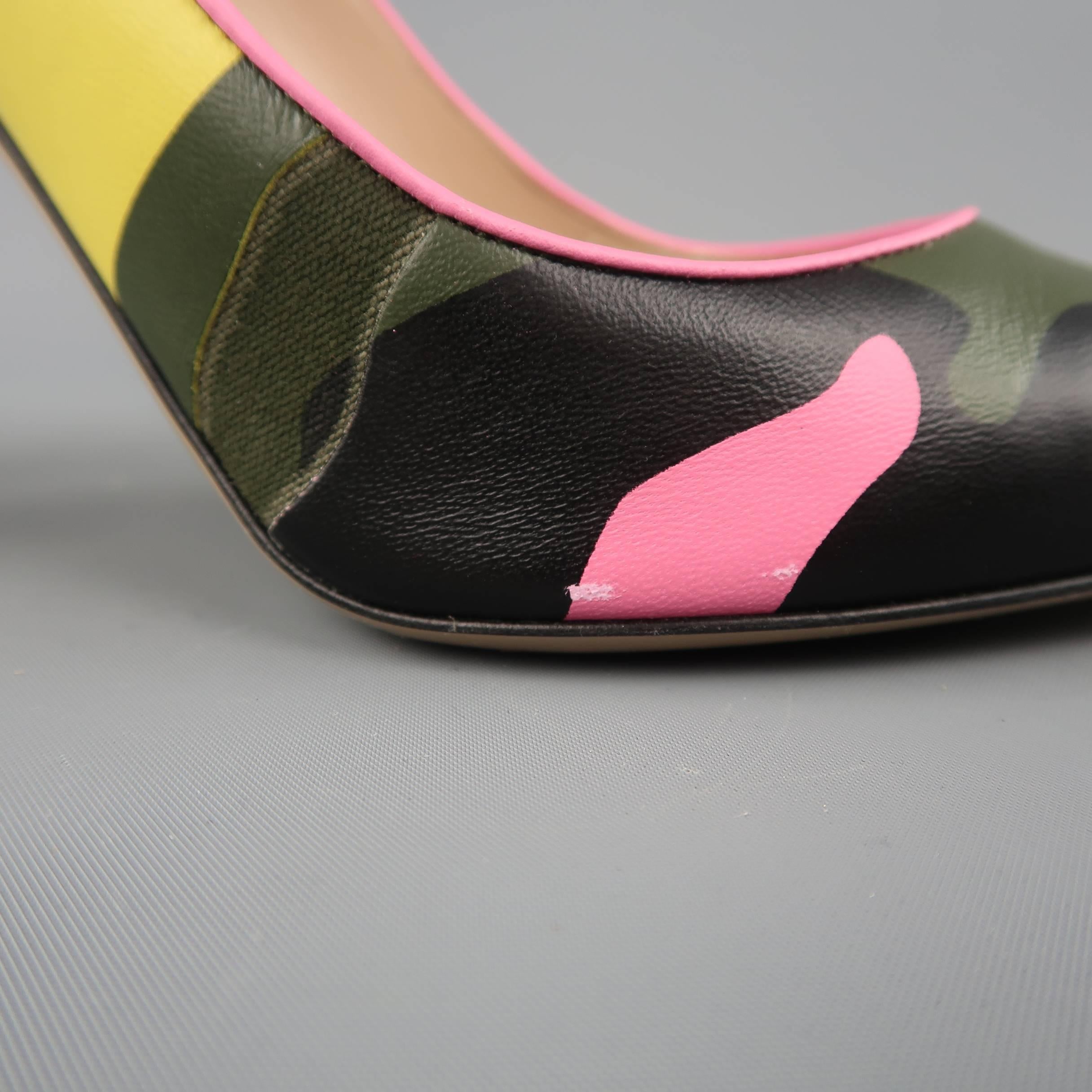 VALENTINO Size 8.5 Psychedelic Camouflage Leather Pumps 1